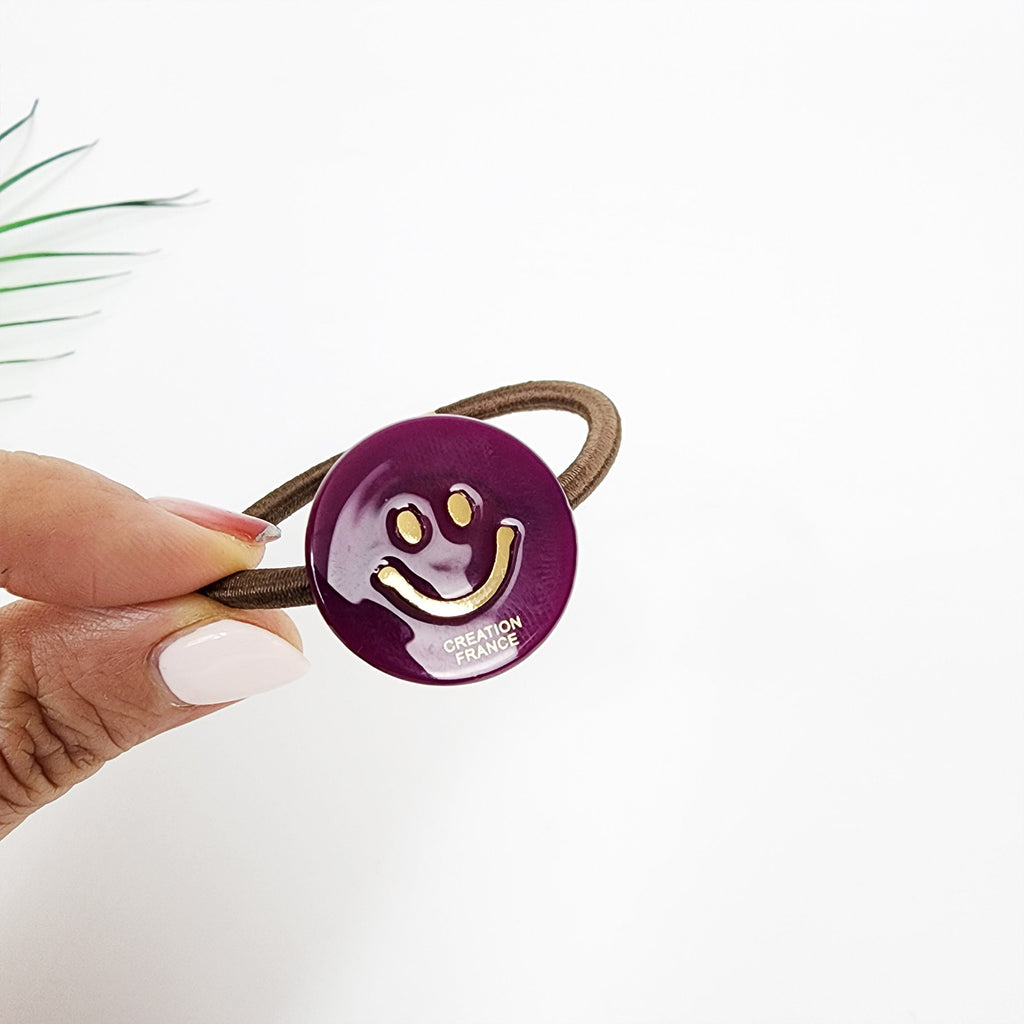 Golden Smile Round Mini Hair Tie (1.0 Inch) / Simple Cute Ponytail Holder / Hair Accessory for Woman / French Hair Tie