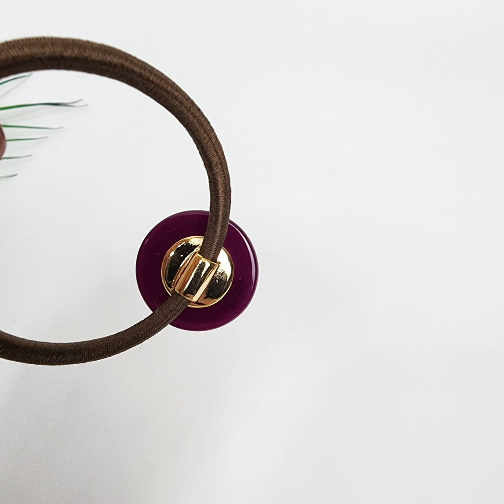 Golden Smile Round Mini Hair Tie (1.0 Inch) / Simple Cute Ponytail Holder / Hair Accessory for Woman / French Hair Tie