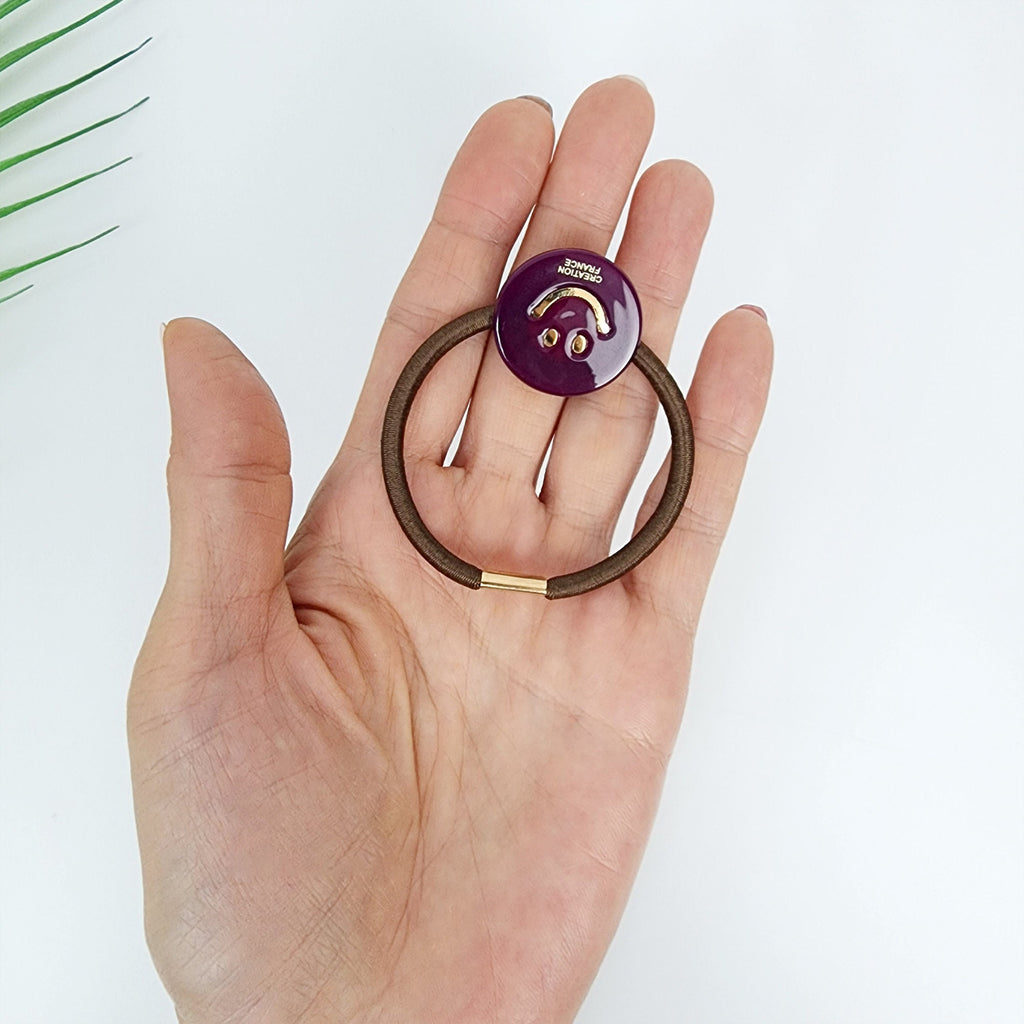 Golden Smile Round Mini Hair Tie (1.0 Inch) / Simple Cute Ponytail Holder / Hair Accessory for Woman / French Hair Tie