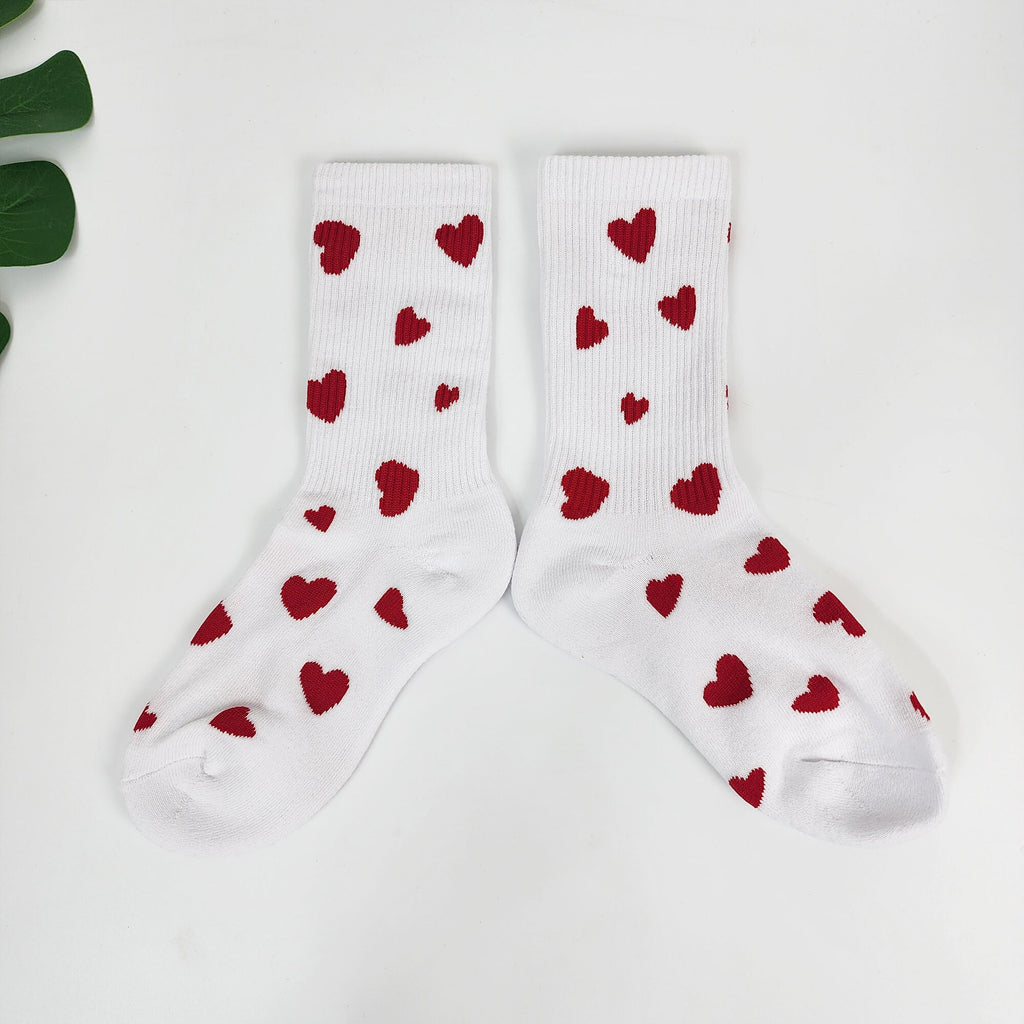 Heart Cushion Crew Socks | Thick Winter Hiking Hosiery | Korean Socks | Cute Athletic Gift for Runner
