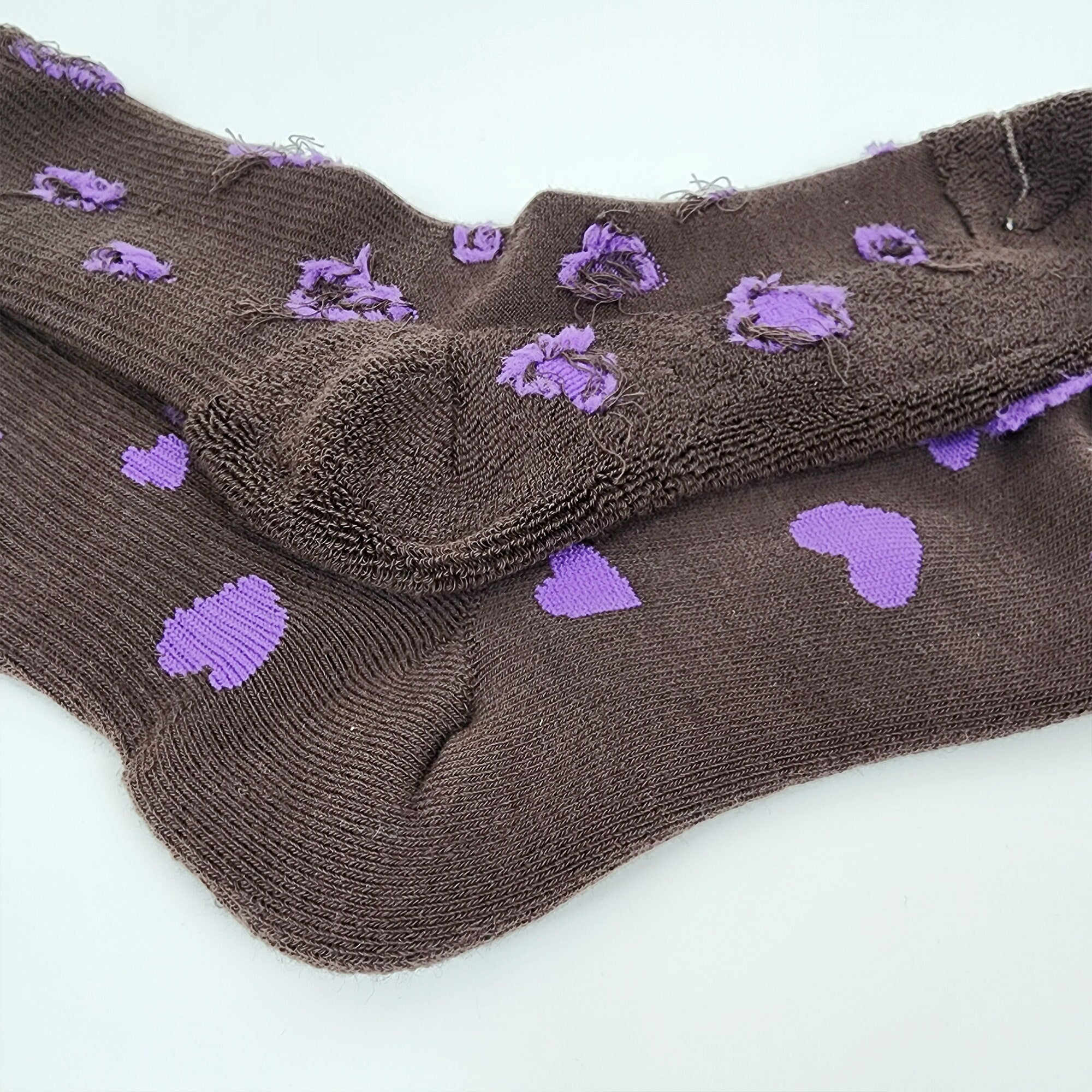 Heart Cushion Crew Socks | Thick Winter Hiking Hosiery | Korean Socks | Cute Athletic Gift for Runner