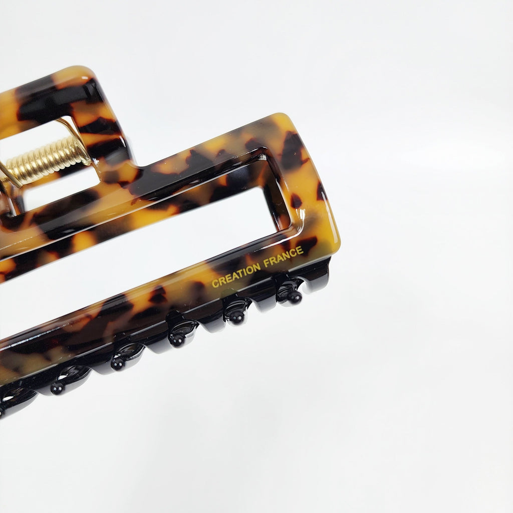 Tortoise Shell Metal Wire Big Hair Claw Clip (4.0 Inch) / Leopard French Hair Pin / Hair Barrette for Woman