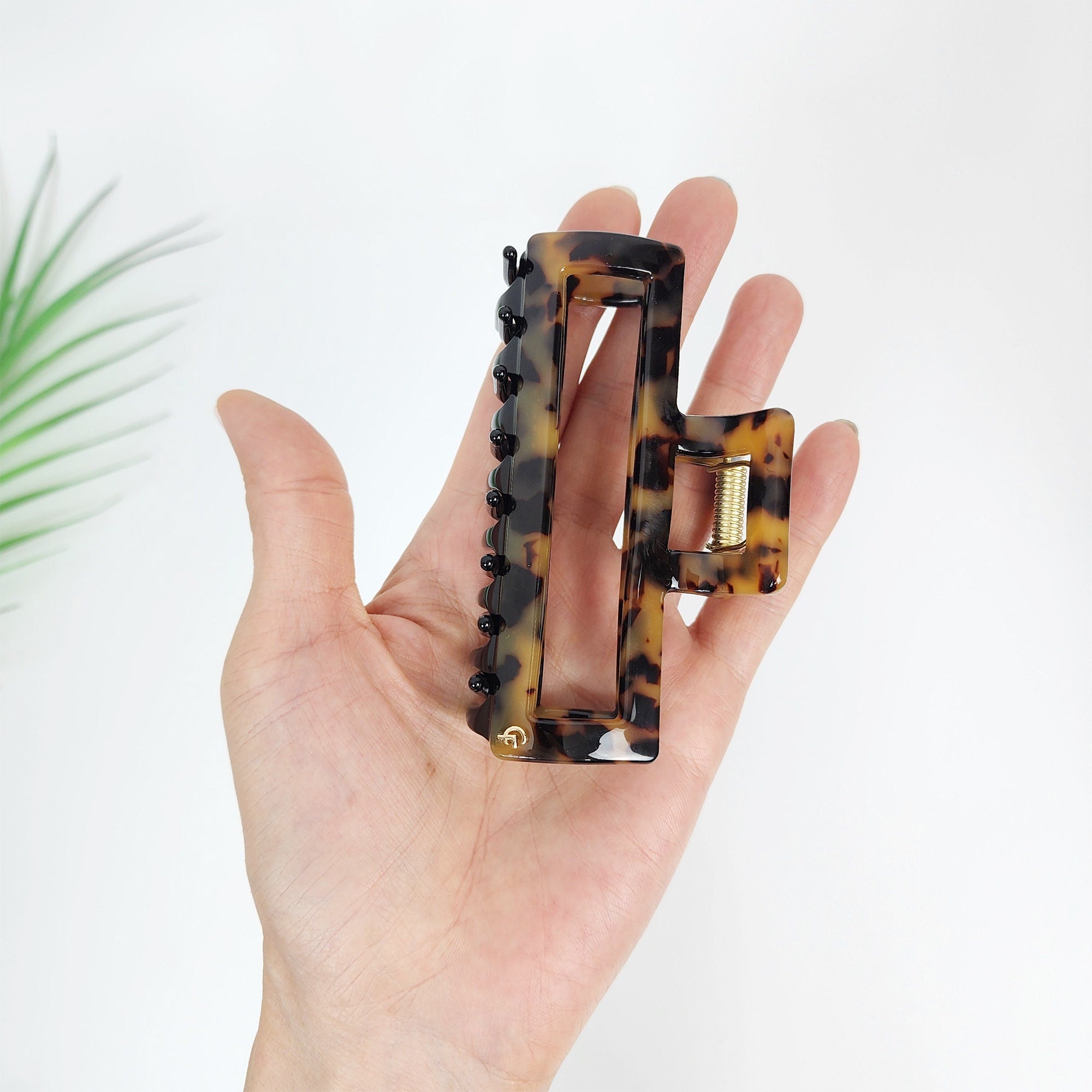 Tortoise Shell Metal Wire Big Hair Claw Clip (4.0 Inch) / Leopard French Hair Pin / Hair Barrette for Woman