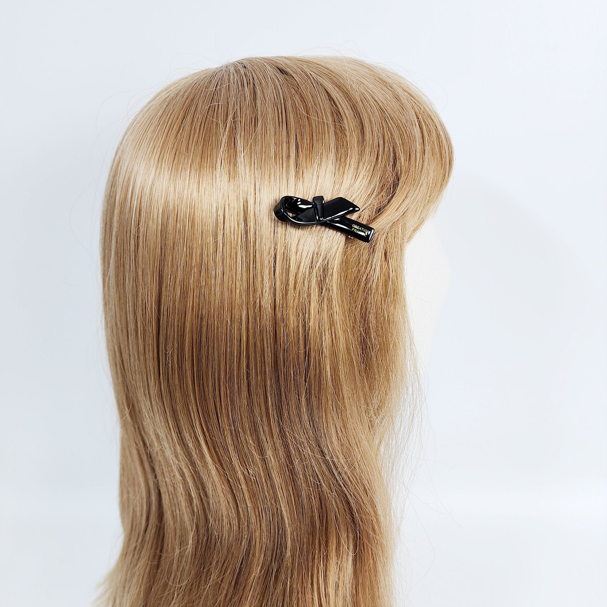 Cute Mini Ribbon Hair Claw Clip (1.8 Inch) / Tortoise Shell French Hair Pin / Hair Accessory for Woman