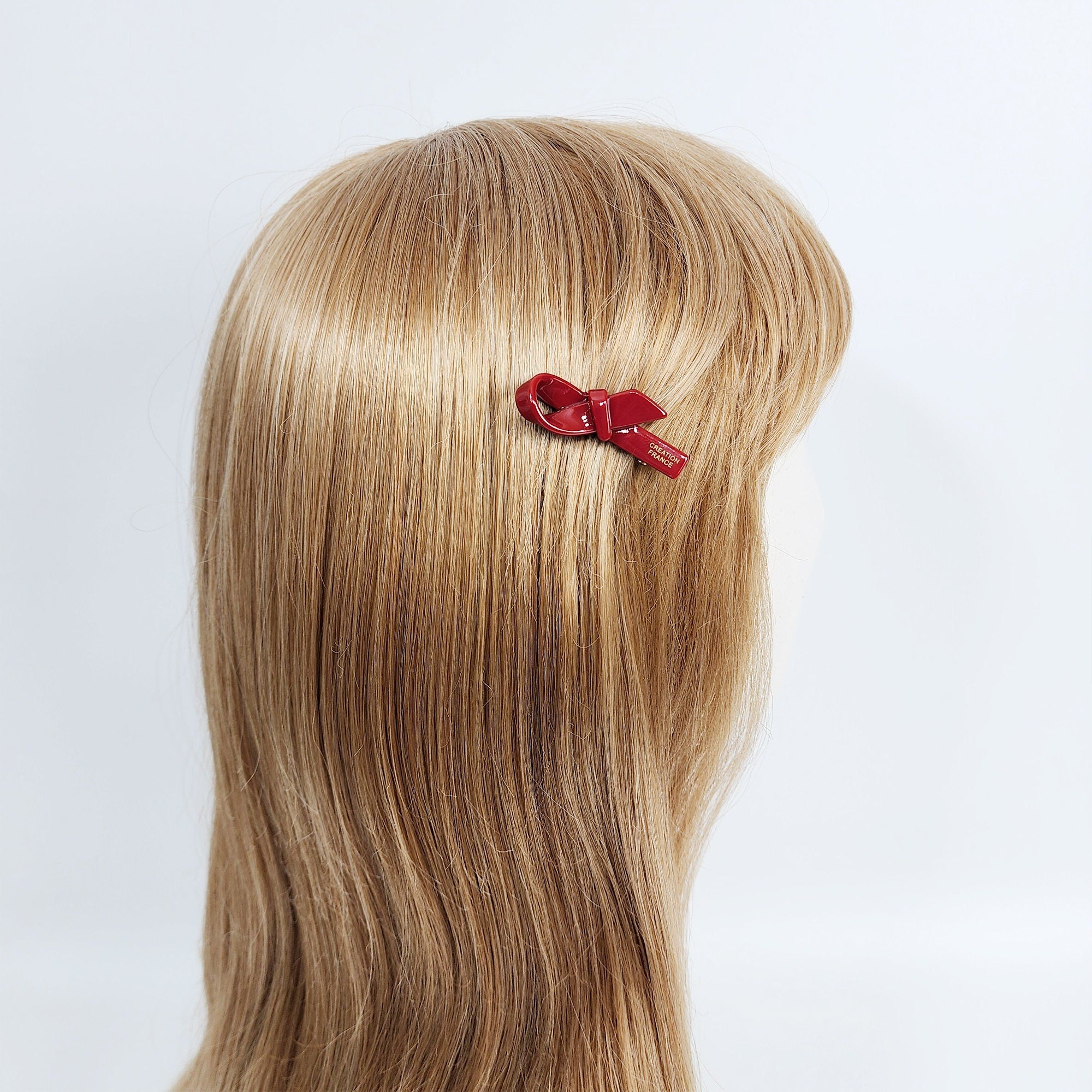 Cute Mini Ribbon Hair Claw Clip (1.8 Inch) / Tortoise Shell French Hair Pin / Hair Accessory for Woman