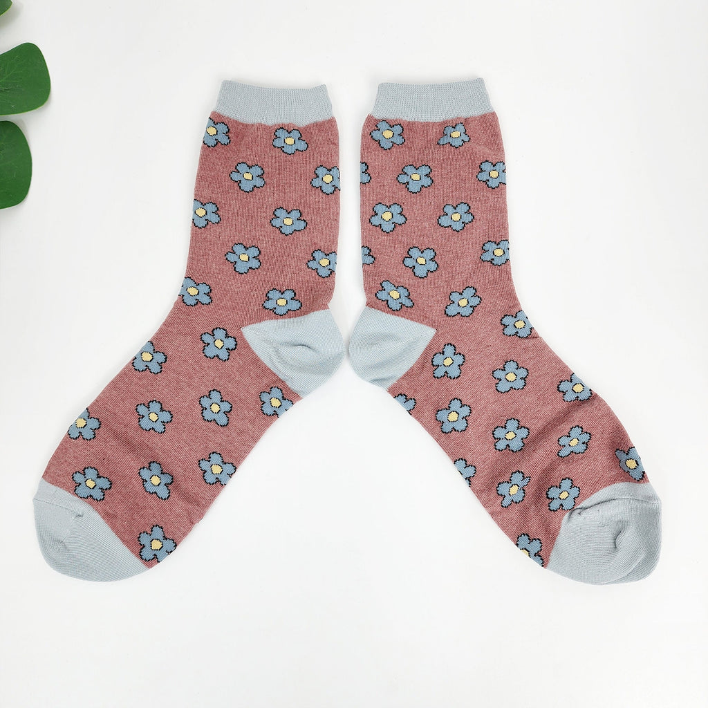 Daisy Floral Socks | Soft Cotton Crew Pattern | Korean Socks | Cute Gift for Her