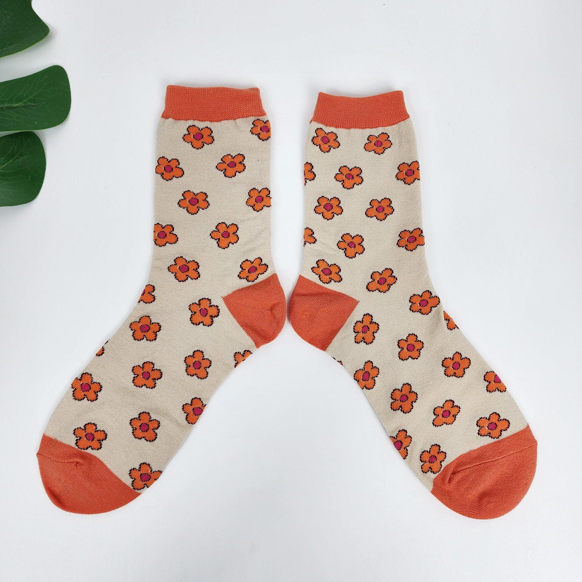 Daisy Floral Socks | Soft Cotton Crew Pattern | Korean Socks | Cute Gift for Her