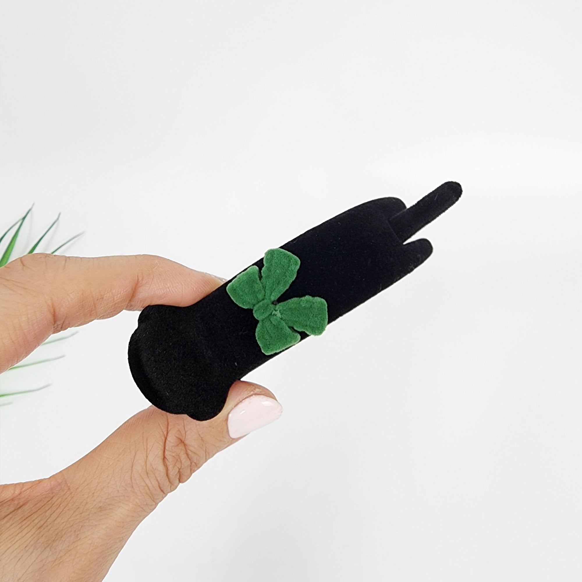 Black Velvet Mini Ribbon Two Leg Low Bun Hair Claw Clip / Medium Size Ponytail Holder / Hair Barrette for Woman