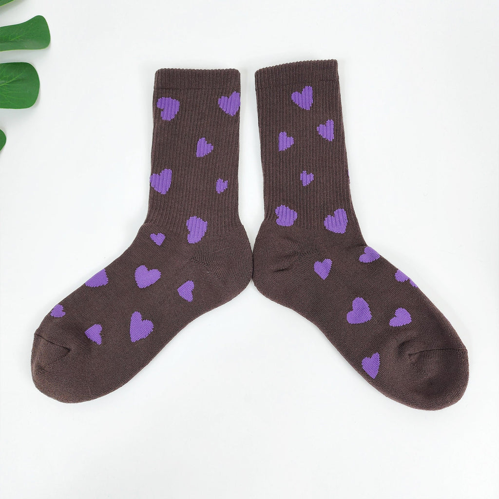 Heart Cushion Crew Socks | Thick Winter Hiking Hosiery | Korean Socks | Cute Athletic Gift for Runner