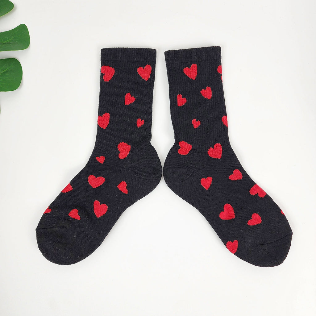 Heart Cushion Crew Socks | Thick Winter Hiking Hosiery | Korean Socks | Cute Athletic Gift for Runner
