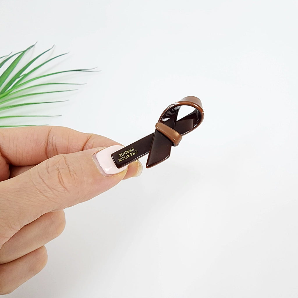 Cute Mini Ribbon Hair Claw Clip (1.8 Inch) / Tortoise Shell French Hair Pin / Hair Accessory for Woman