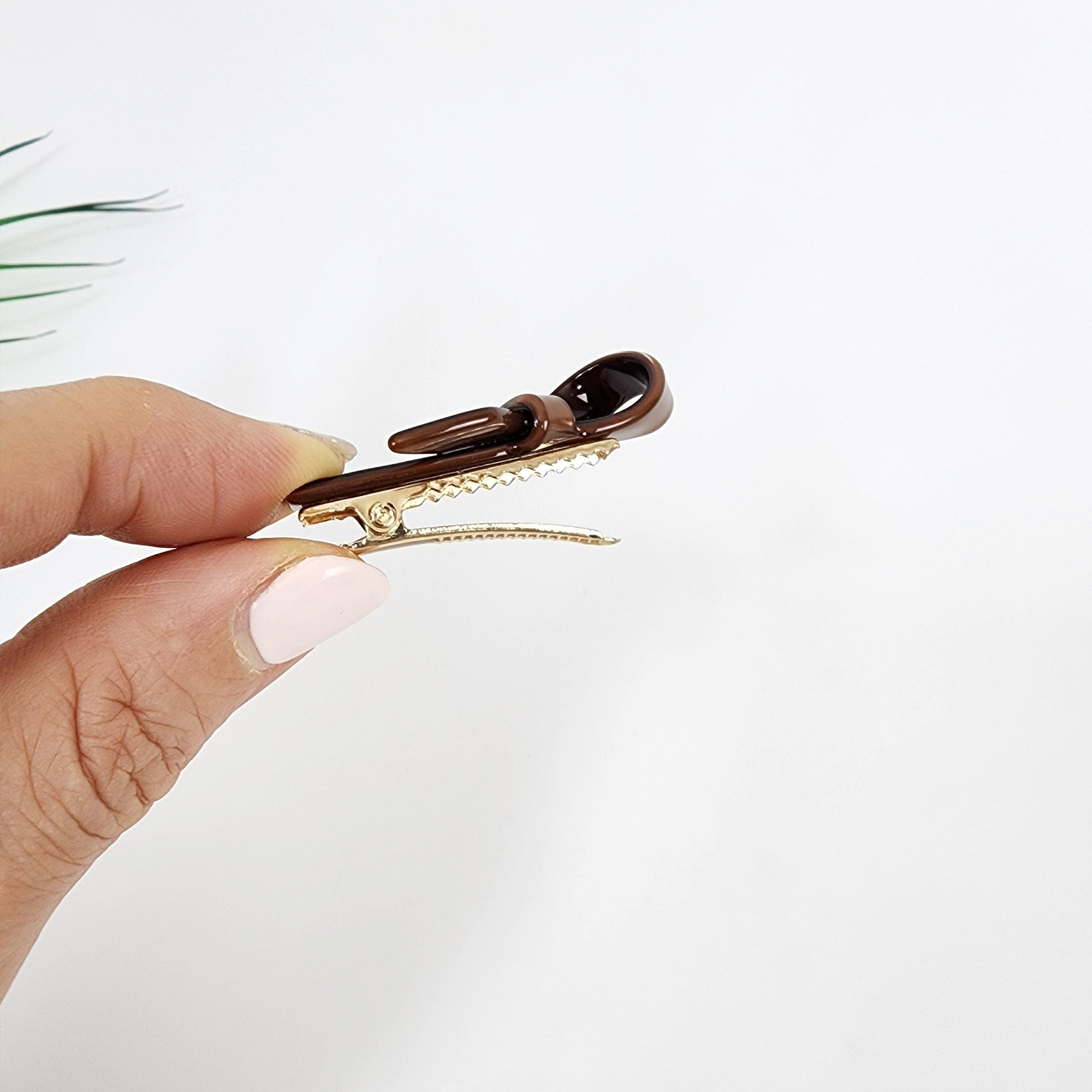 Cute Mini Ribbon Hair Claw Clip (1.8 Inch) / Tortoise Shell French Hair Pin / Hair Accessory for Woman