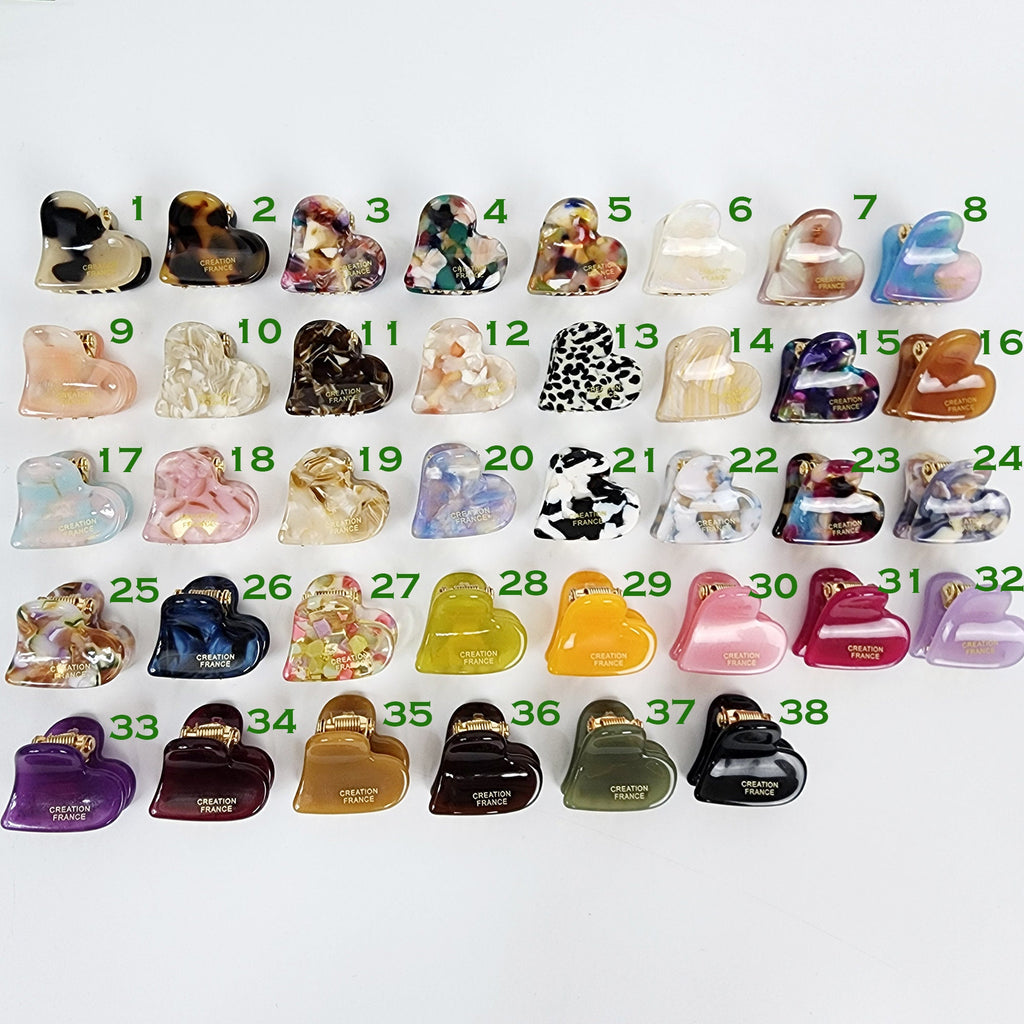 Heart Shape Mini Hair Clips (1.0 Inch) / Small Metal Claw / French Hair Pin / Hair Barrette for Woman