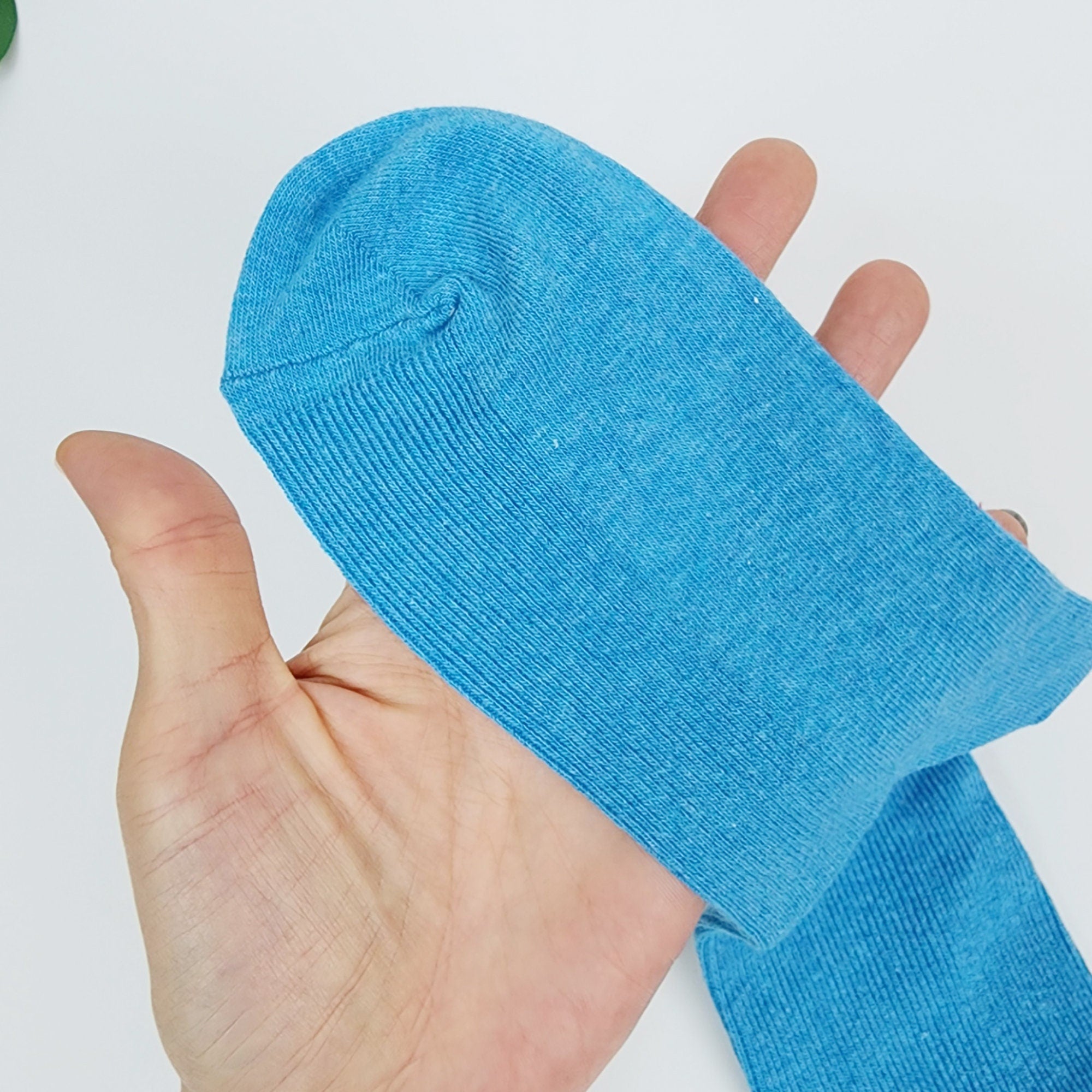 Ribbed Crew Socks | Solid Cotton Mid Calf Boot Cuffs | Korean Socks | Minimalist Gift for Her