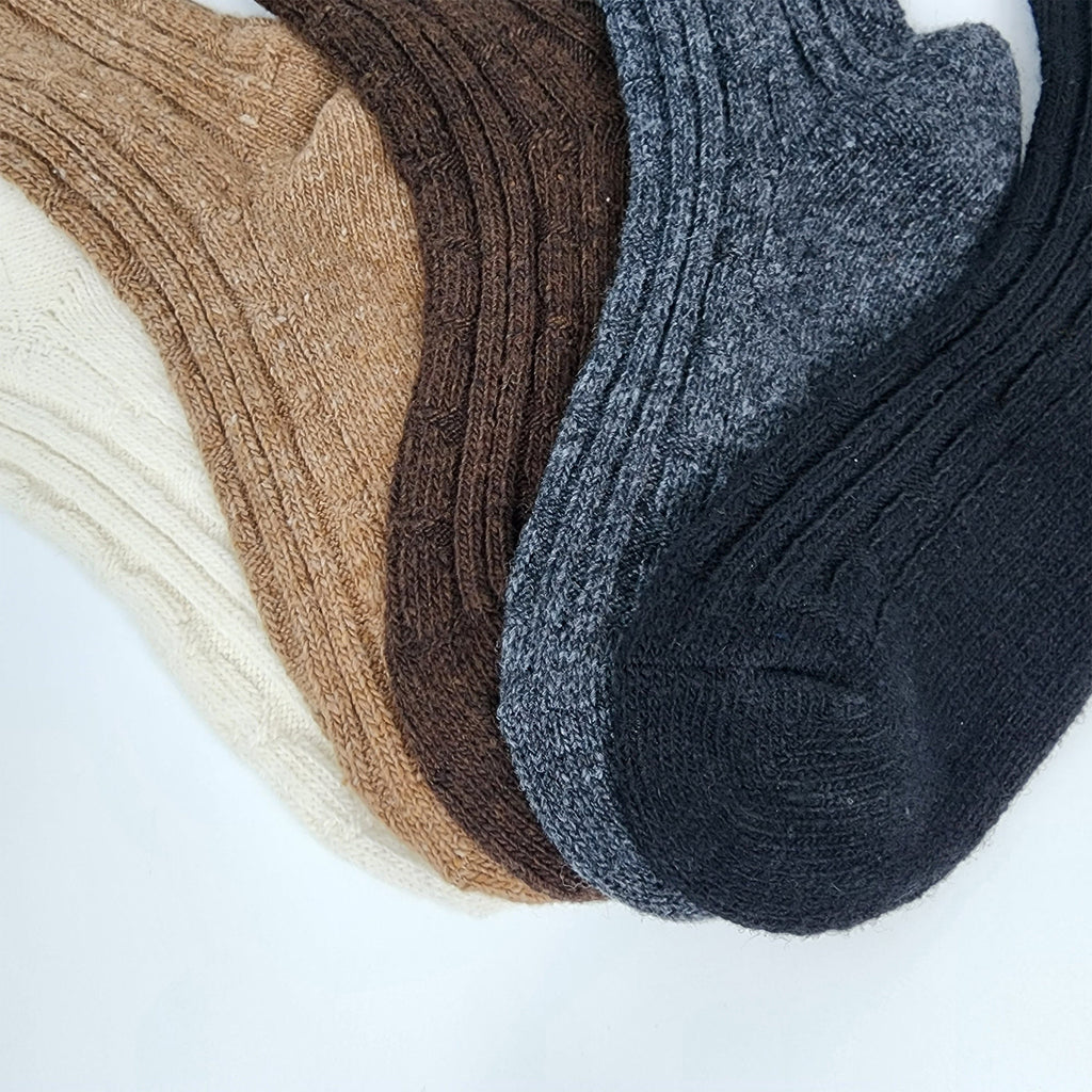 Cable Knit Boot Socks | Thick Wool Winter Fuzzy Hosiery | Korean Socks | Cozy Warm Gift for Her