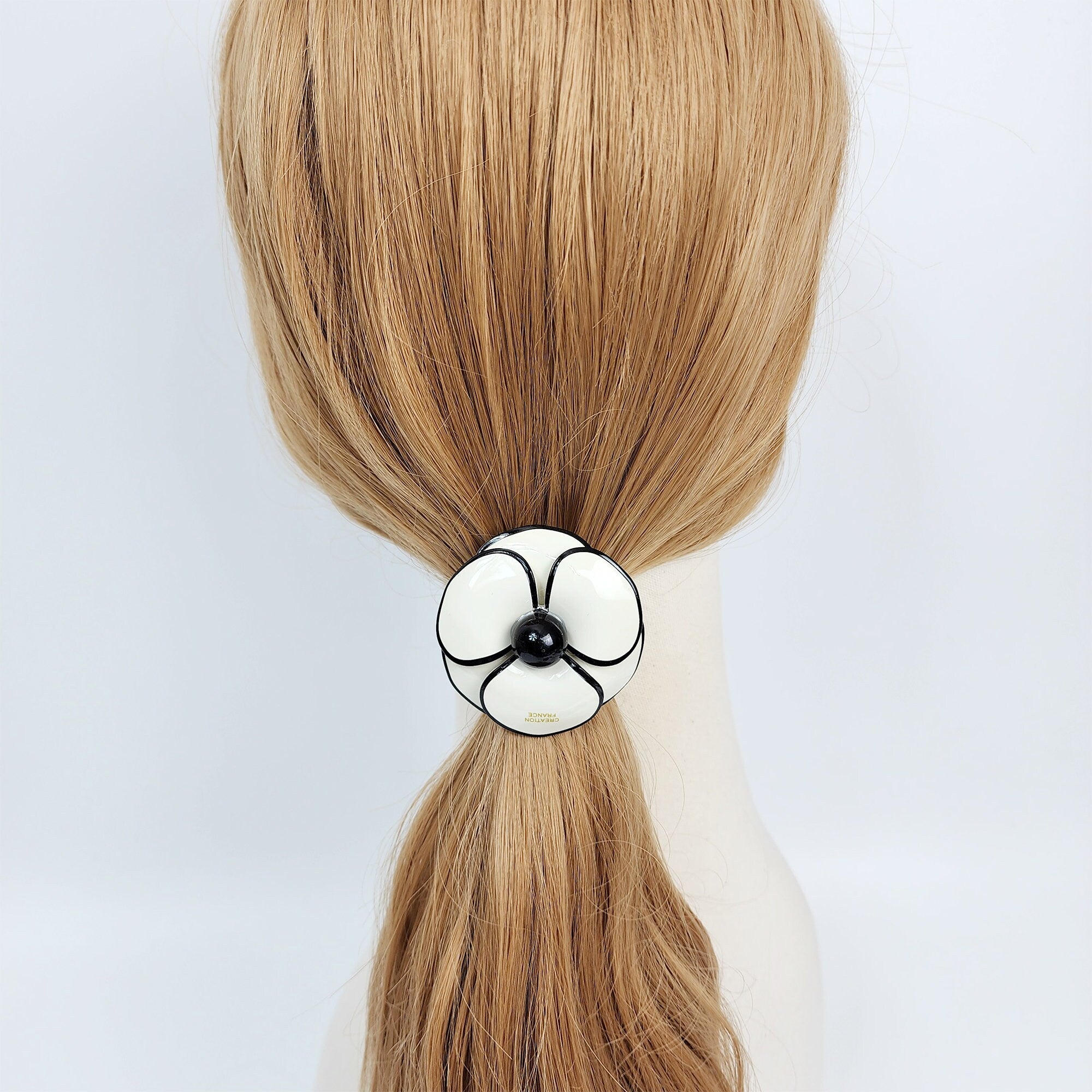 Pastel Color Big Flower Hair Tie (2.0 Inch) / Simple Cute Ponytail Holder / Hair Accessory for Woman / French Hair Tie