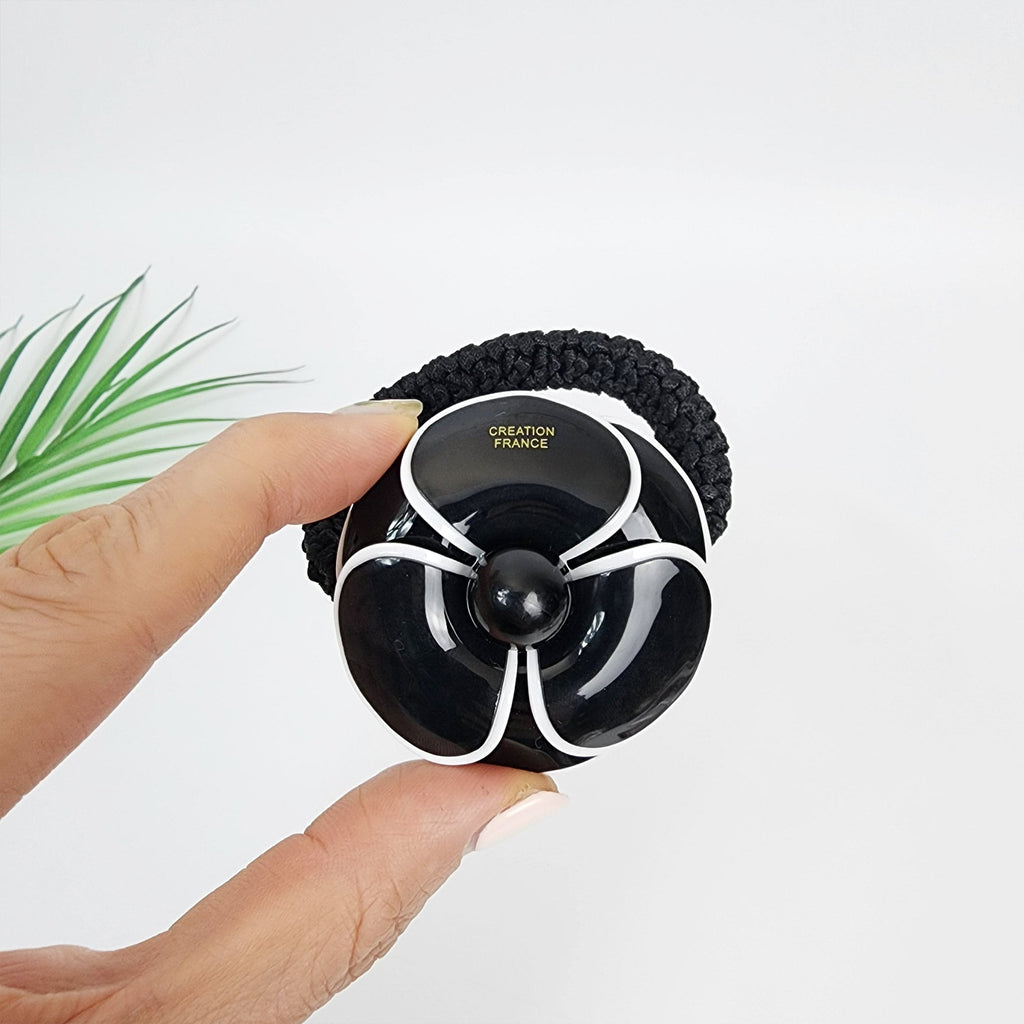 Pastel Color Big Flower Hair Tie (2.0 Inch) / Simple Cute Ponytail Holder / Hair Accessory for Woman / French Hair Tie