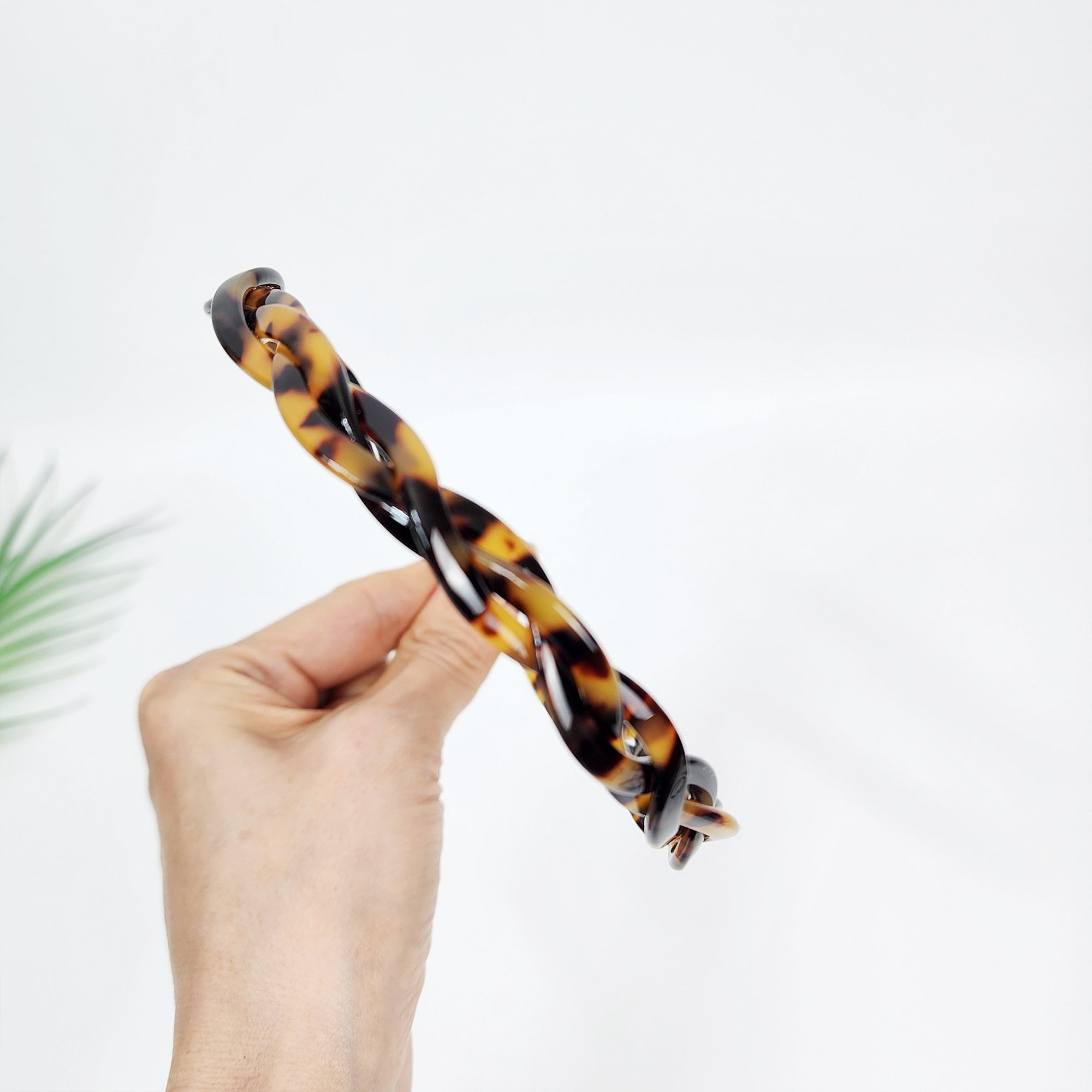 Leopard Triple Twist Thin Headband (0.5 Inch) / Tortoise Shell French Hair Pin / Hair Accessory for Woman / Acrylic Alice Headband