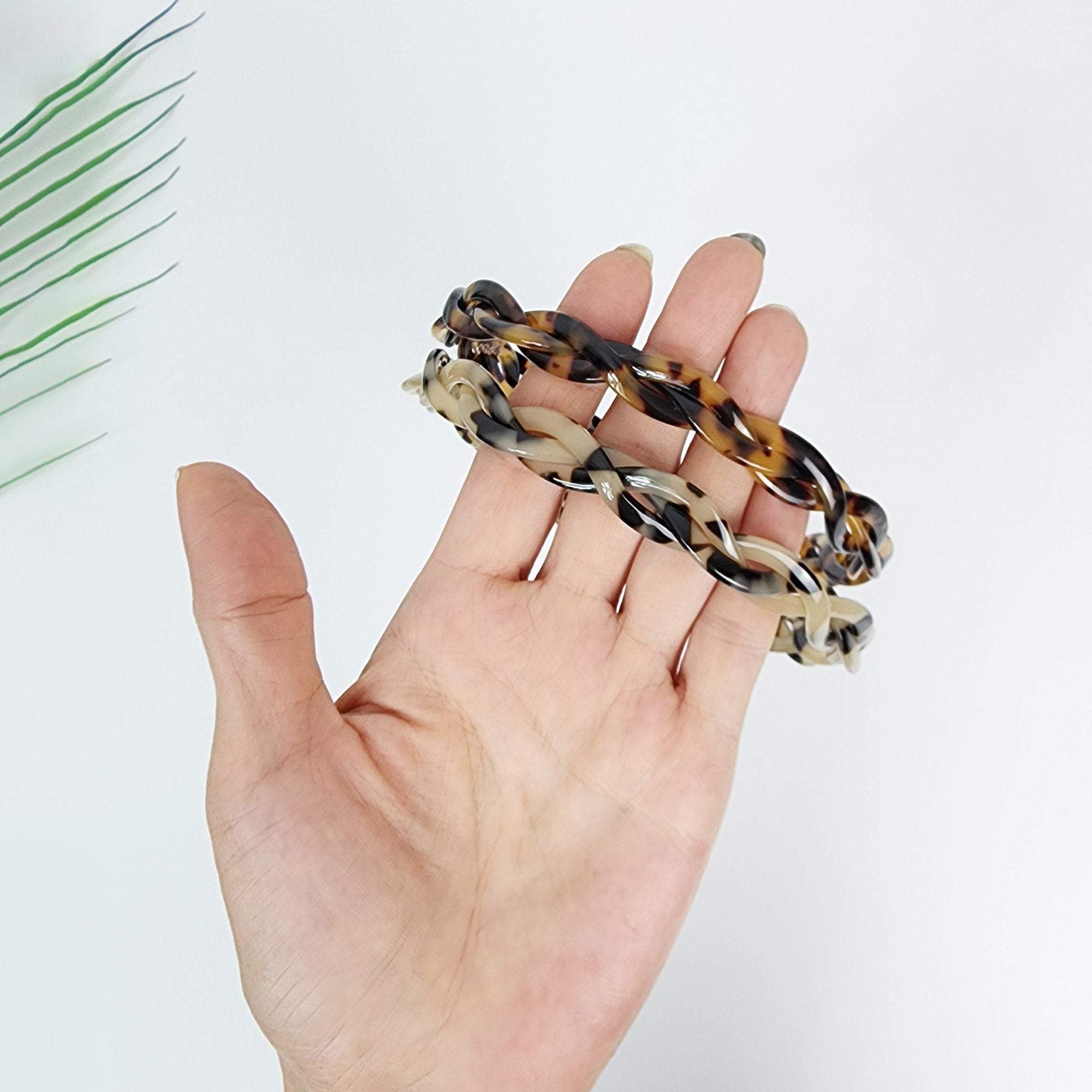 Leopard Triple Twist Thin Headband (0.5 Inch) / Tortoise Shell French Hair Pin / Hair Accessory for Woman / Acrylic Alice Headband