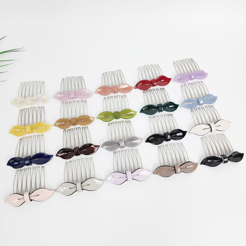 Lip Shape Mini Ribbon Hair Comb Pin / Pastel Color French Hair Pin / Hair Fork for Woman