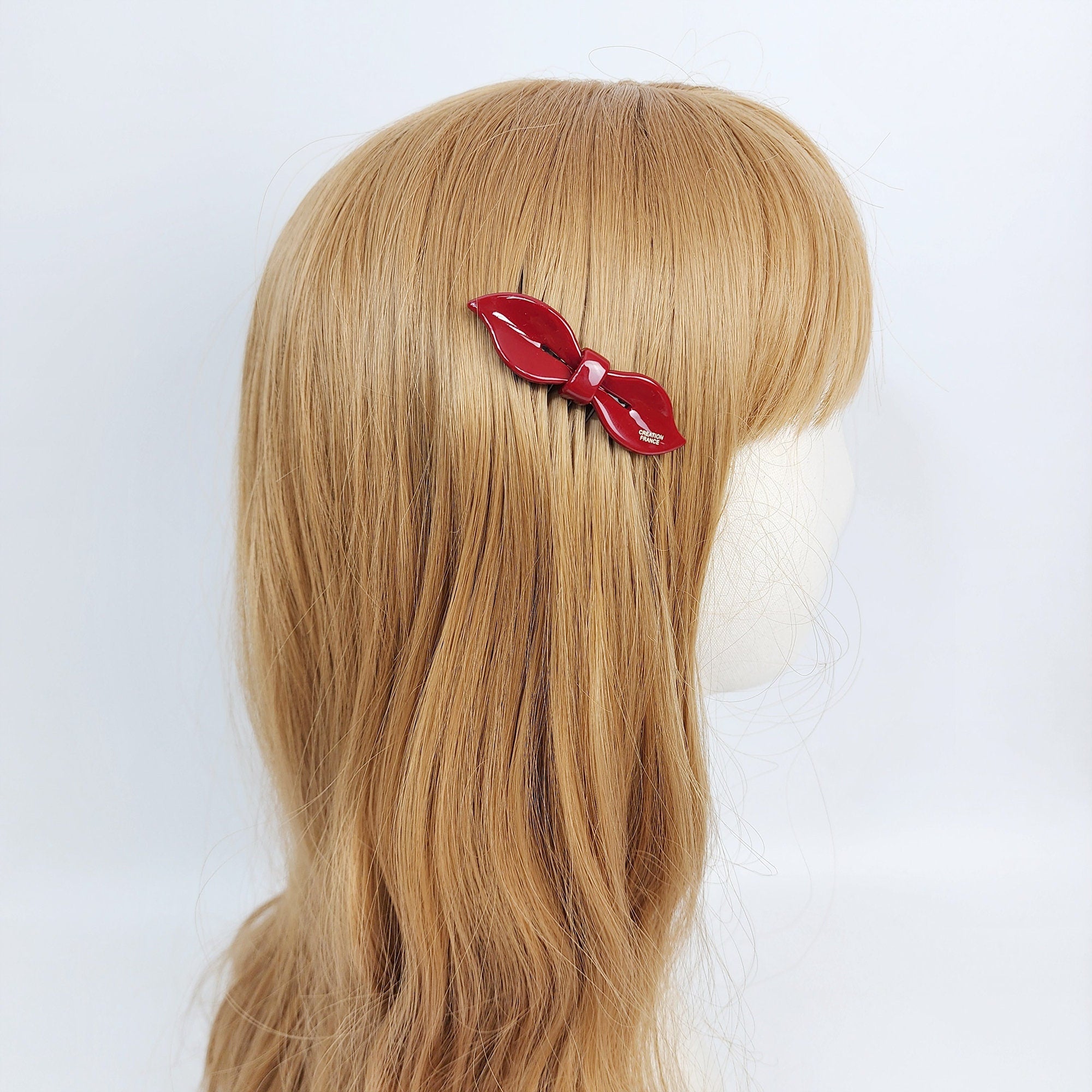 Lip Shape Mini Ribbon Hair Comb Pin / Pastel Color French Hair Pin / Hair Fork for Woman