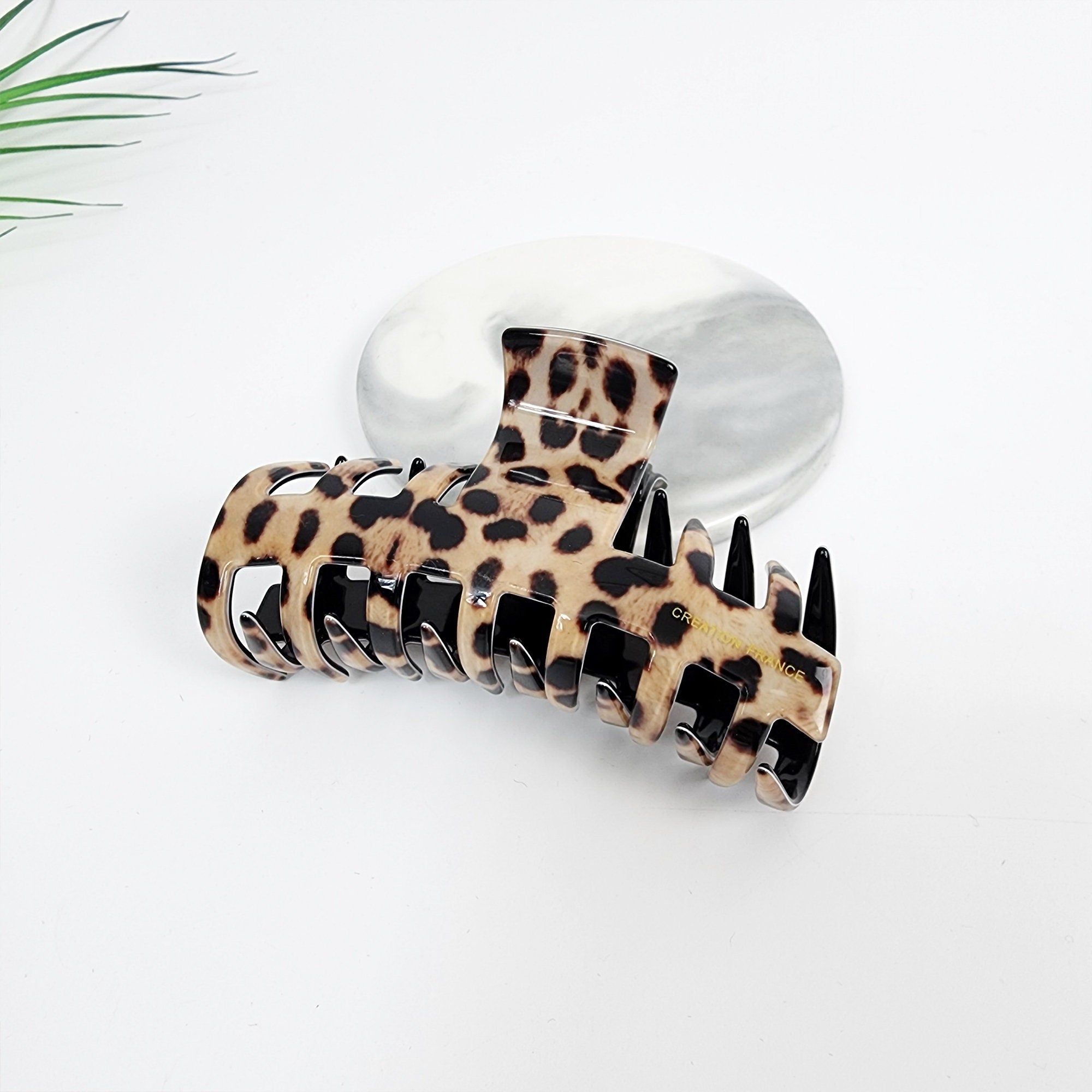 Tortoise Shell Spike Large Hair Claw Clip (3.5 Inch) / Leopard French Hair Pin / Hair Barrette for Woman