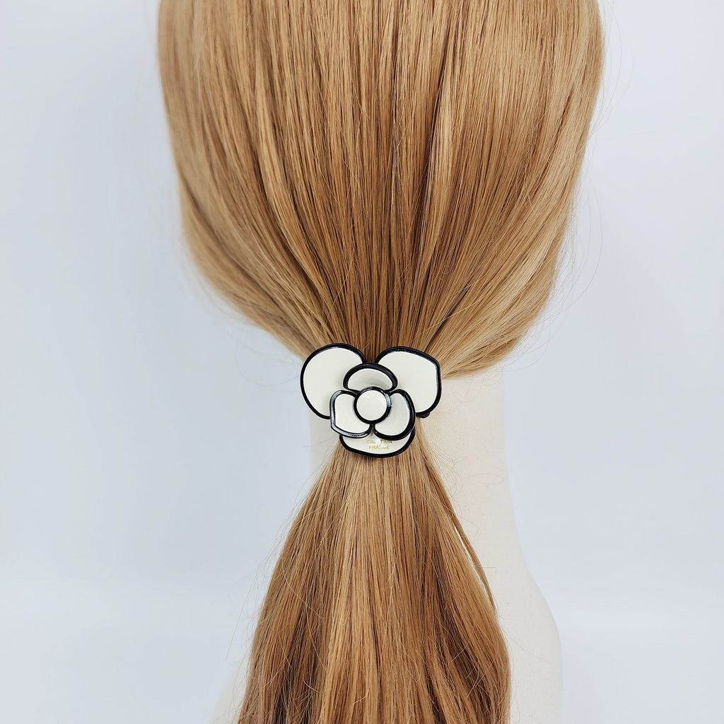 Pastel Color Lovely Camellia Flower Hair Tie (1.8 Inch) / Simple Cute Ponytail Holder / Hair Accessory for Woman / French Hair Tie