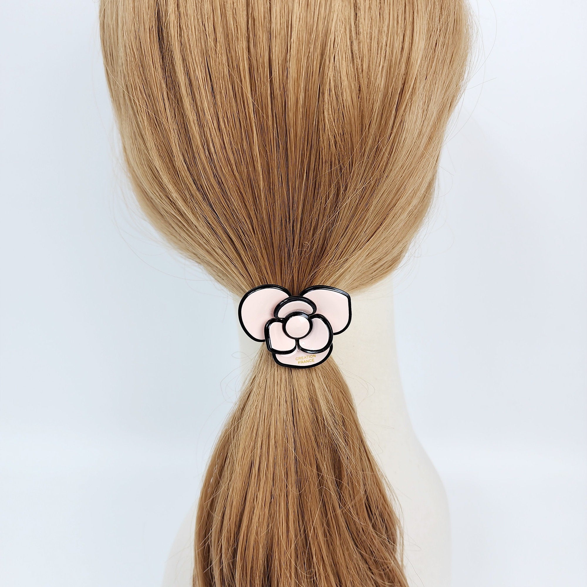 Pastel Color Lovely Camellia Flower Hair Tie (1.8 Inch) / Simple Cute Ponytail Holder / Hair Accessory for Woman / French Hair Tie