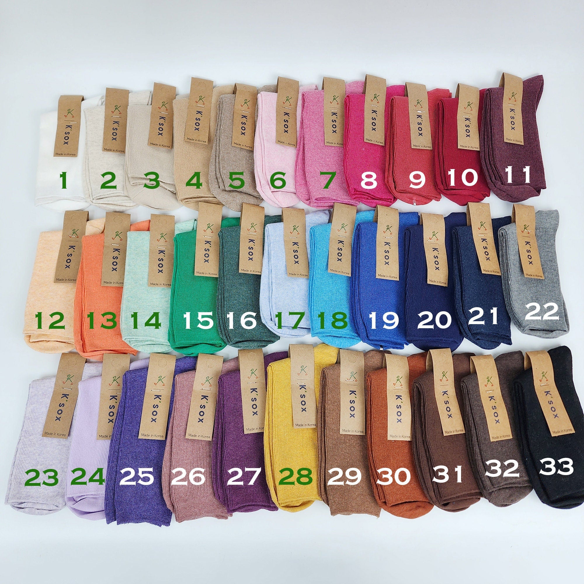 Ribbed Crew Socks | Solid Cotton Mid Calf Boot Cuffs | Korean Socks | Minimalist Gift for Her