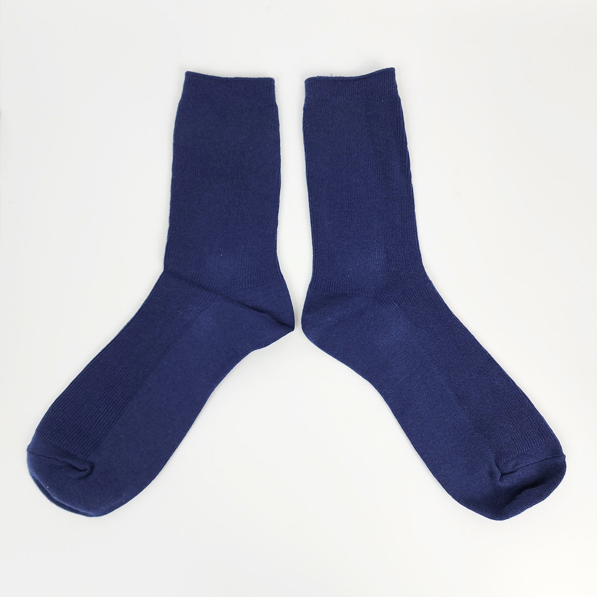 Ribbed Crew Socks | Solid Cotton Mid Calf Boot Cuffs | Korean Socks | Minimalist Gift for Her