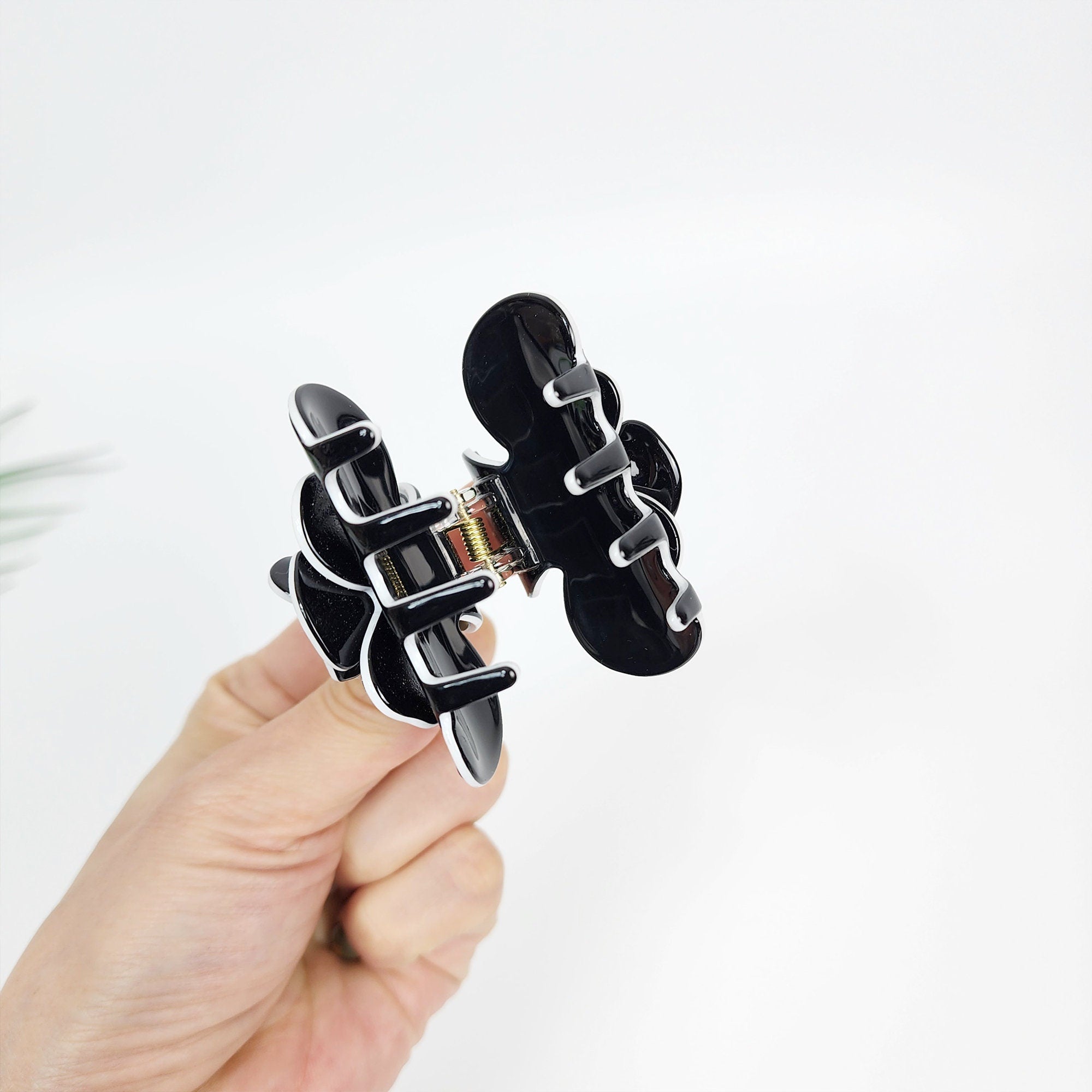 Pastel Color Camellia Flower Hair Claw Clip (2.4 Inch) / Tortoise Shell Medium Size Ponytail Holder / Hair Barrette for Woman