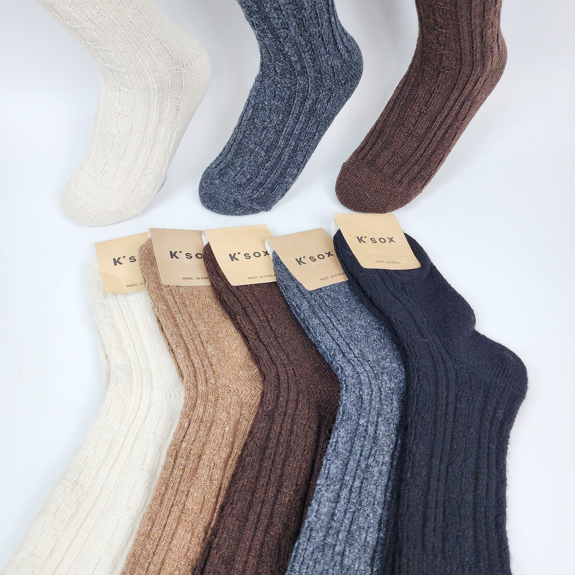 Cable Knit Boot Socks | Thick Wool Winter Fuzzy Hosiery | Korean Socks | Cozy Warm Gift for Her