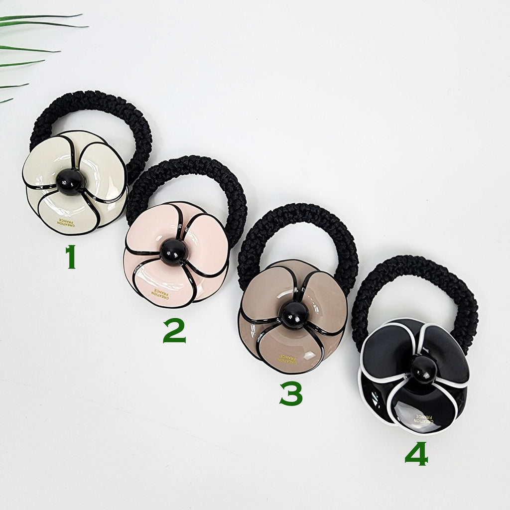 Pastel Color Big Flower Hair Tie (2.0 Inch) / Simple Cute Ponytail Holder / Hair Accessory for Woman / French Hair Tie