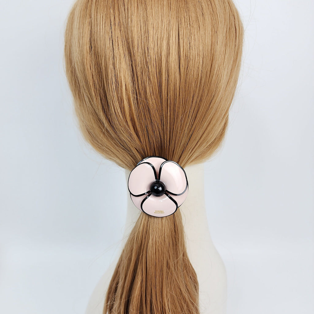 Pastel Color Big Flower Hair Tie (2.0 Inch) / Simple Cute Ponytail Holder / Hair Accessory for Woman / French Hair Tie
