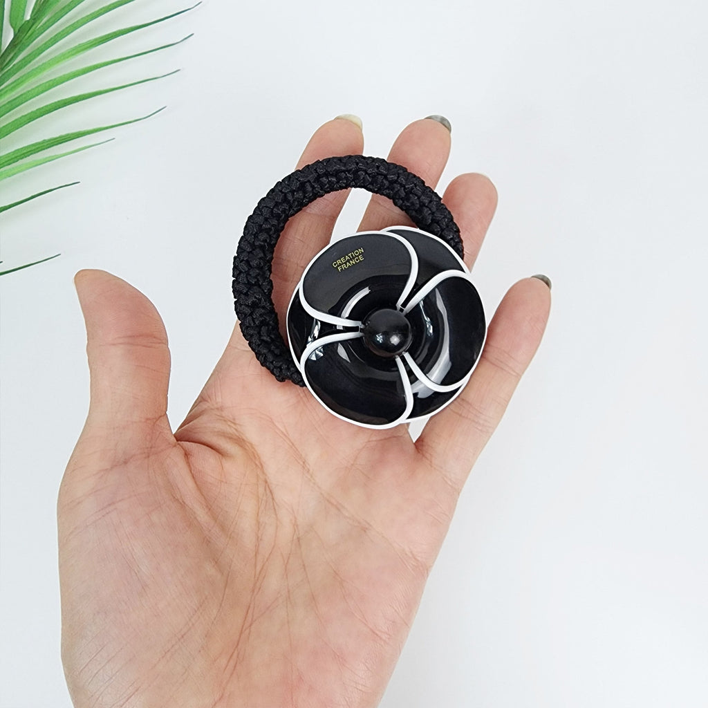 Pastel Color Big Flower Hair Tie (2.0 Inch) / Simple Cute Ponytail Holder / Hair Accessory for Woman / French Hair Tie