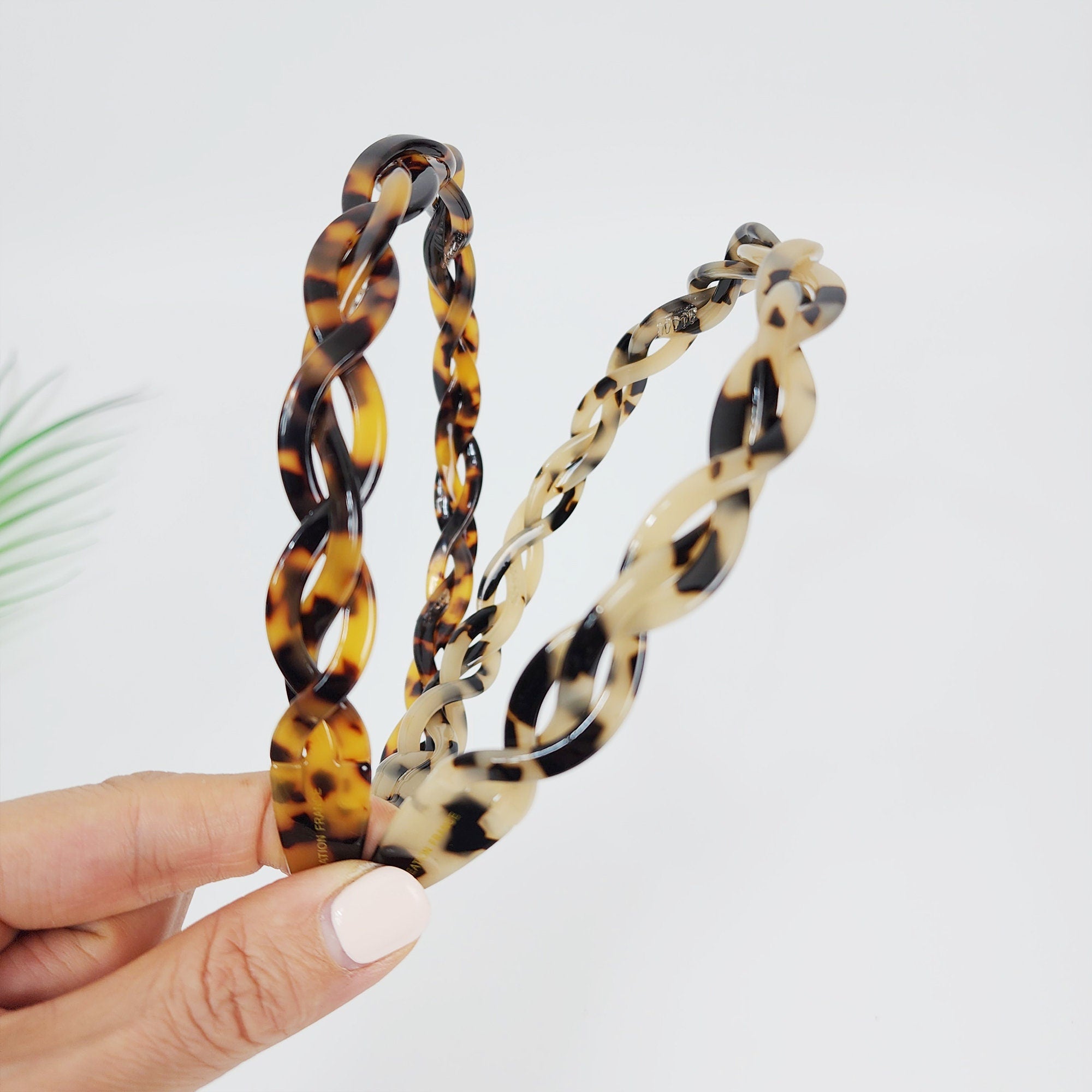 Leopard Triple Twist Thin Headband (0.5 Inch) / Tortoise Shell French Hair Pin / Hair Accessory for Woman / Acrylic Alice Headband