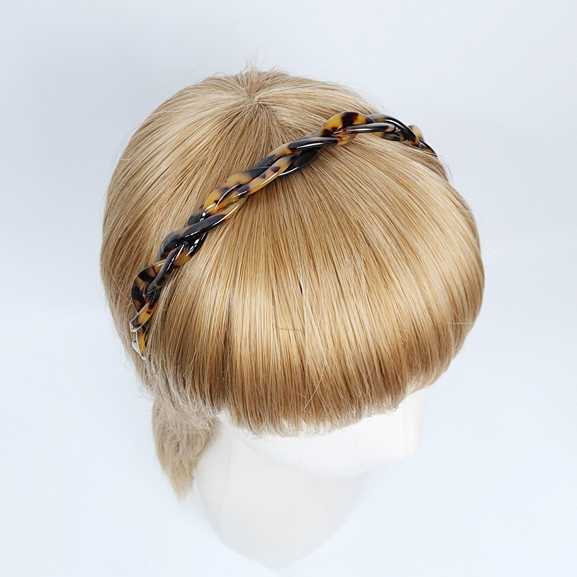 Leopard Triple Twist Thin Headband (0.5 Inch) / Tortoise Shell French Hair Pin / Hair Accessory for Woman / Acrylic Alice Headband