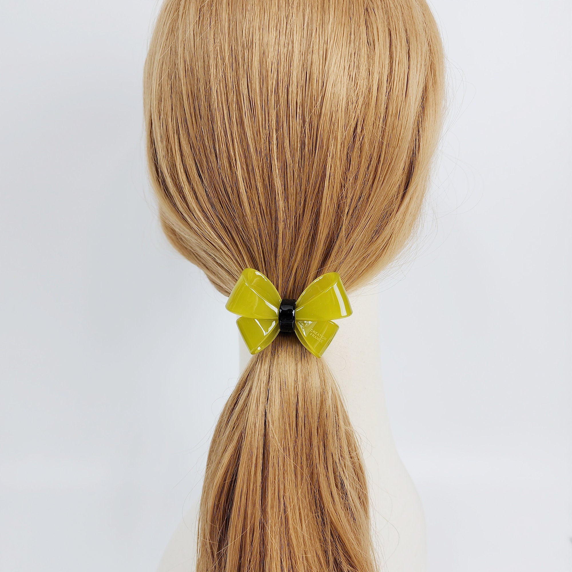 Pastel Color Bold Butterfly Ribbon Hair Tie (2.2 Inch) / Simple Cute Ponytail Holder / Hair Accessory for Woman / French Hair Tie