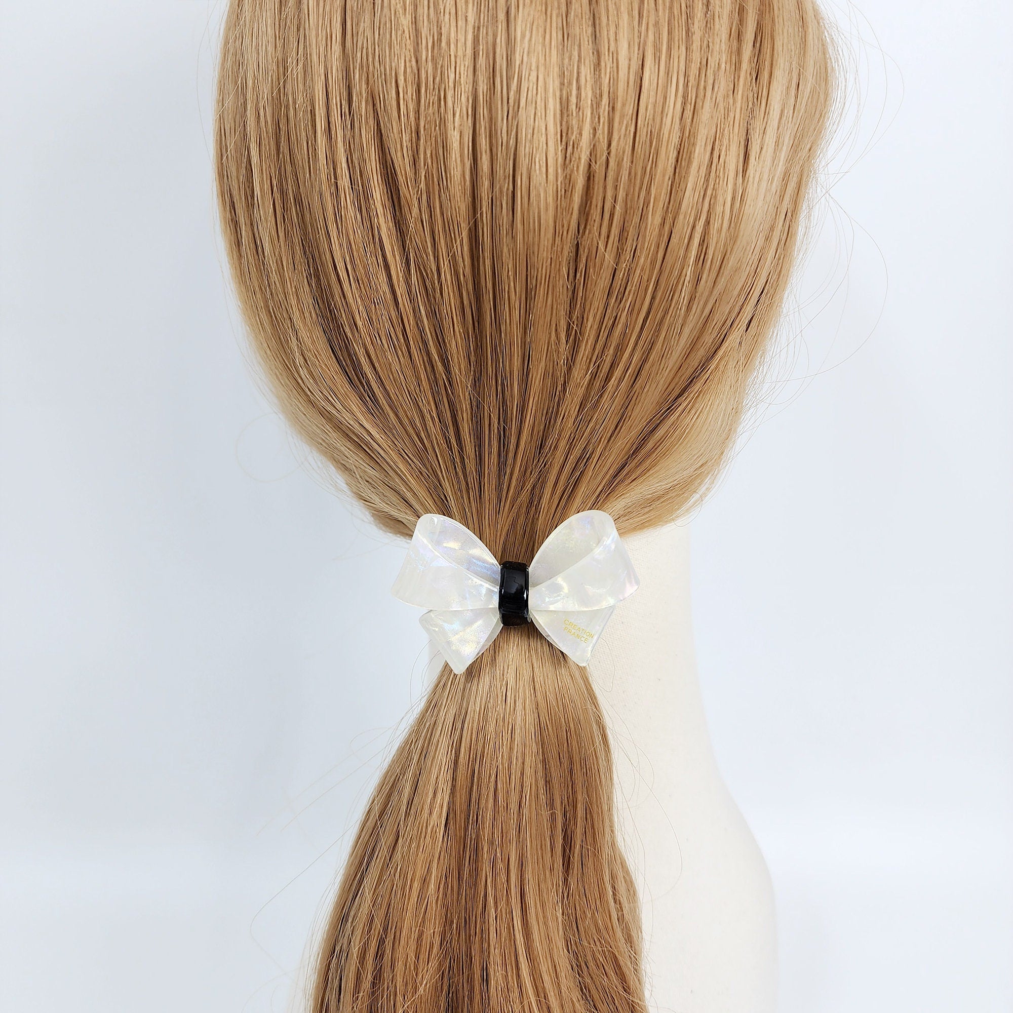 Pastel Color Bold Butterfly Ribbon Hair Tie (2.2 Inch) / Simple Cute Ponytail Holder / Hair Accessory for Woman / French Hair Tie