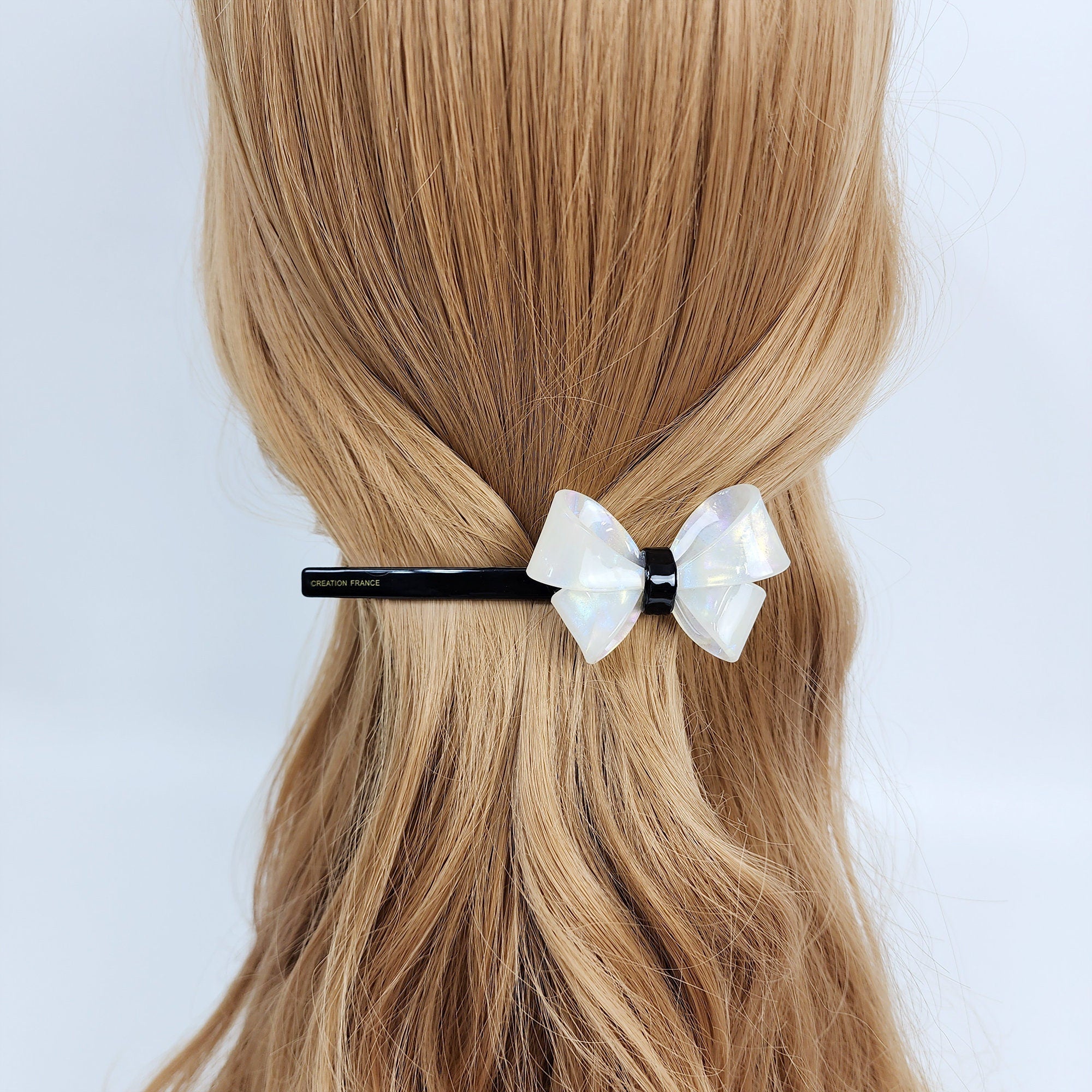 Tortoise Shell Bold Butterfly Ribbon Hair Barrette (4.7 Inch) / Leopard French Hair Pin / Hair Accessory for Woman / Automatic Hair Clip