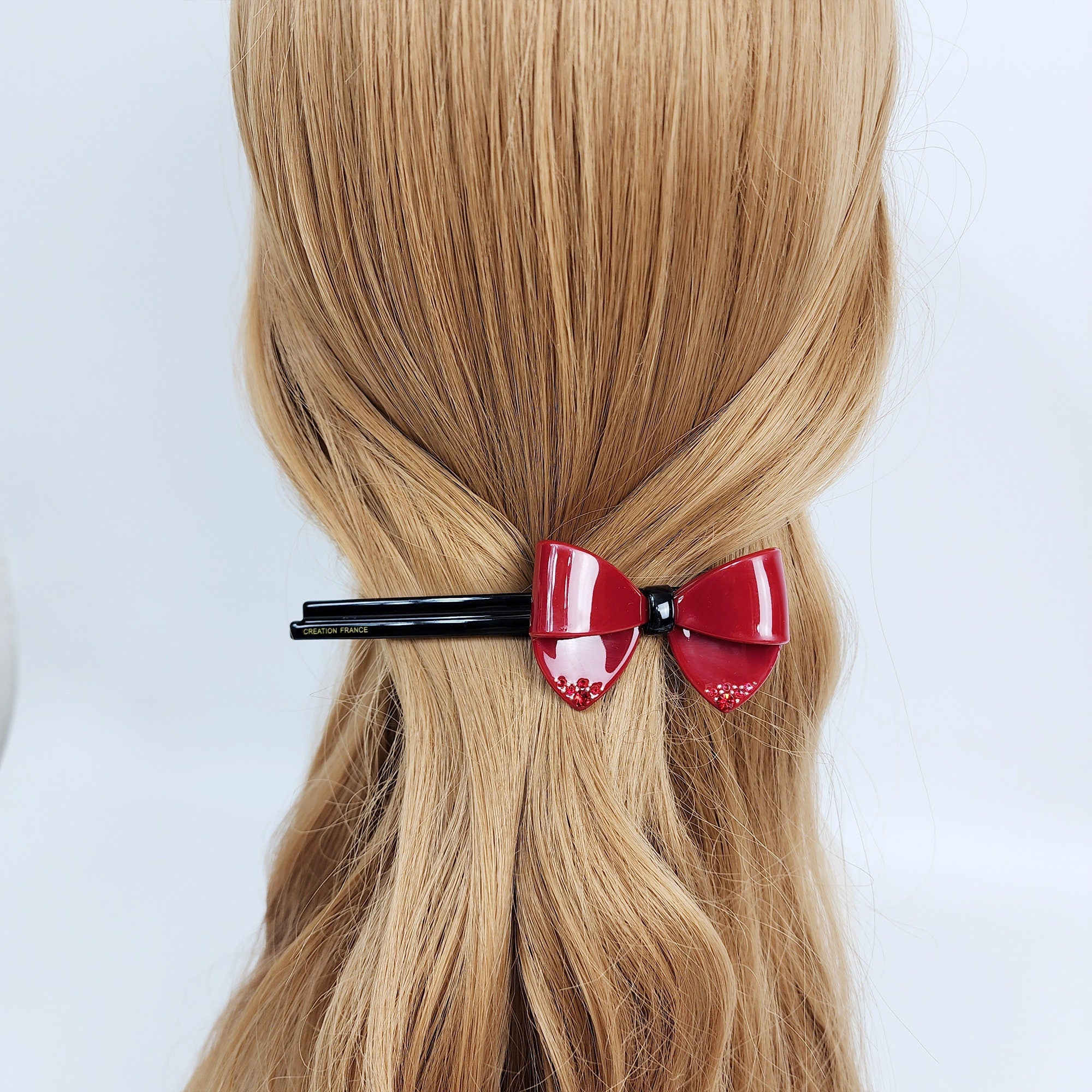Tortoise Shell Cubic Big Ribbon Hair Barrette (5.1 Inch) / Leopard French Hair Pin / Hair Accessory for Woman / Automatic Hair Clip