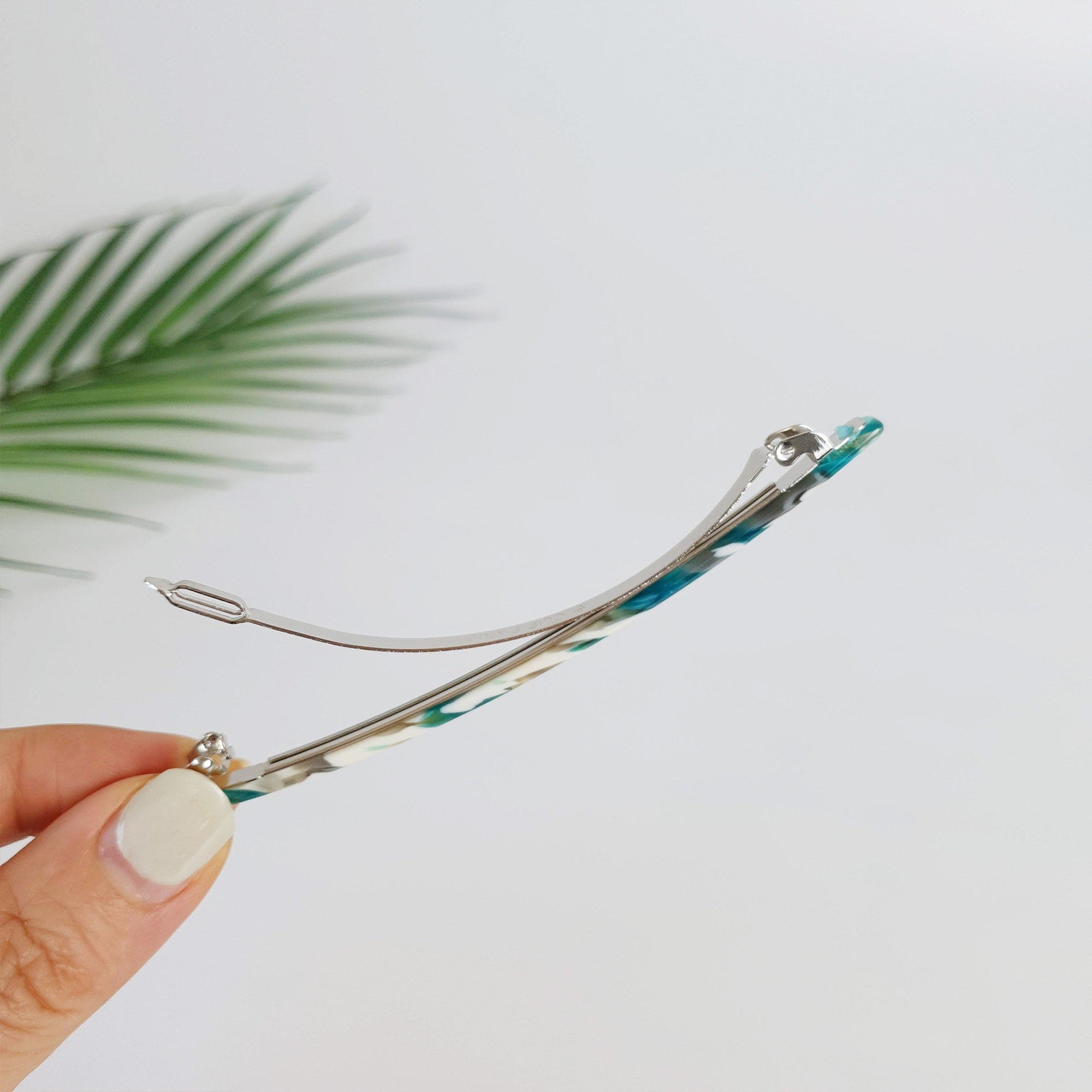Leopard Slim Long Hair Barrette (4.1 Inch) / Simple French Hair Pin / Hair Accessory for Woman / Automatic Hair Clip