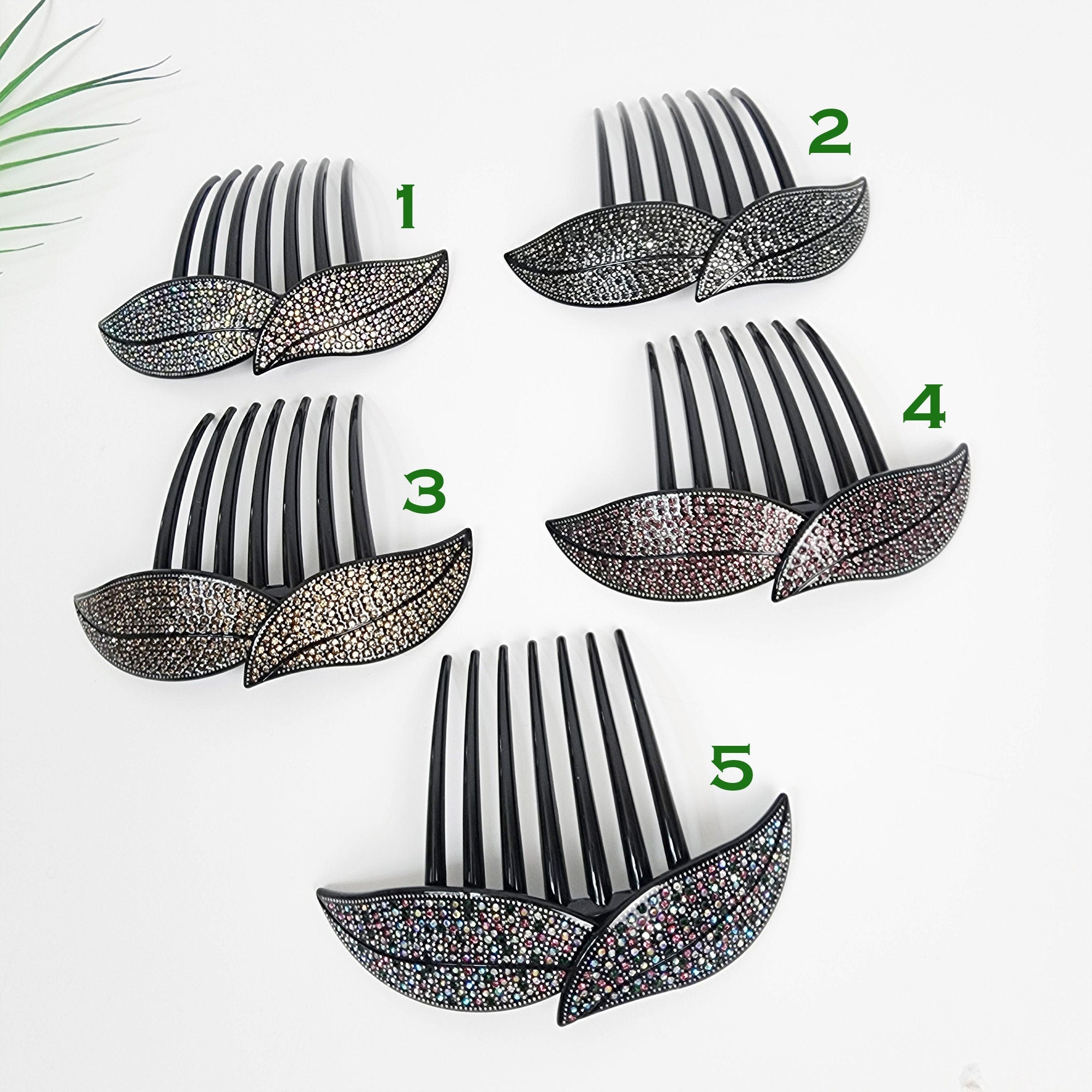 Floral Leaf Long Leg Non-slip Hair Comb Pin with Cubic (4.7 Inch) / Simple French Hair Pin / Hair Fork for Woman