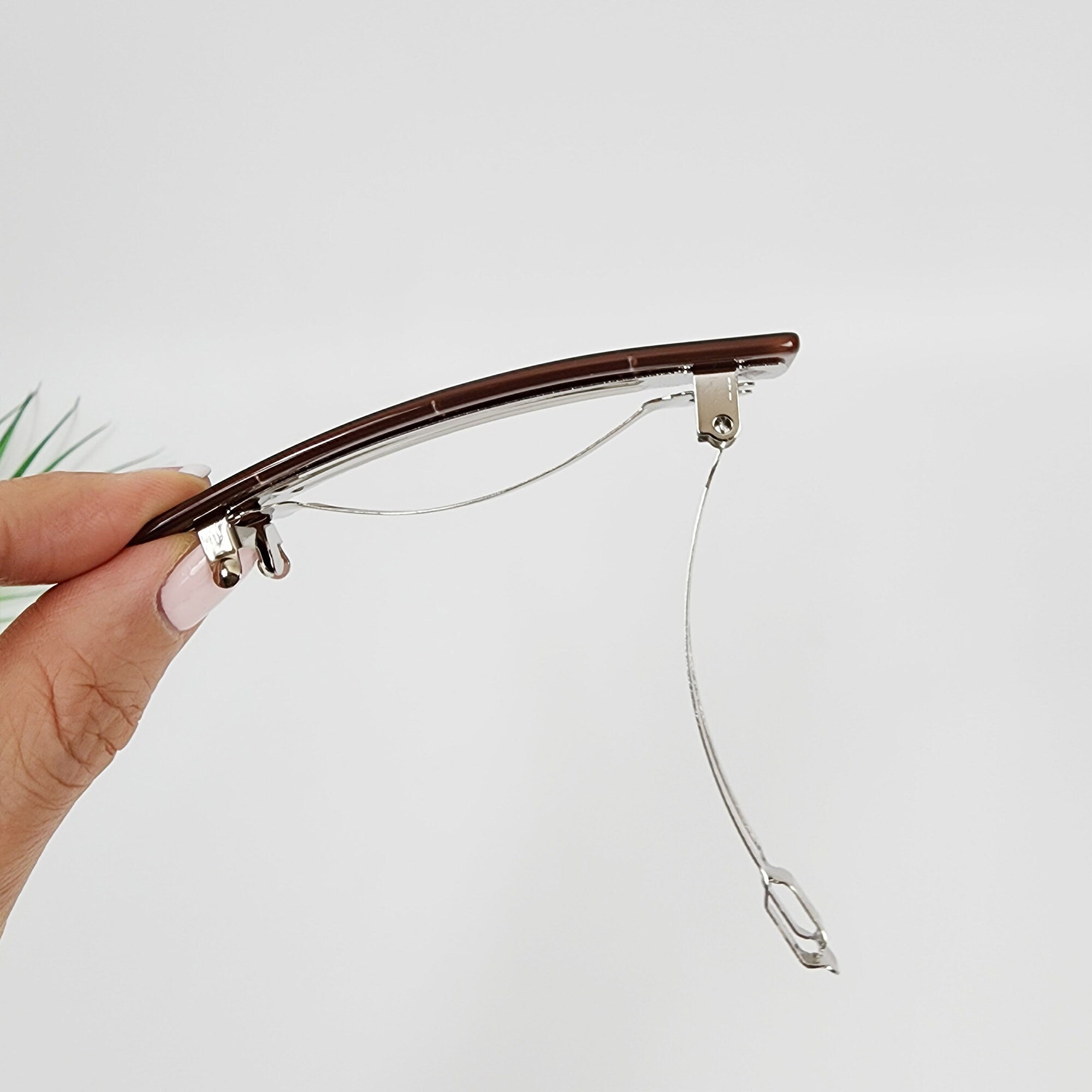 Chic Star Cubic Long Square Hair Barrette (3.3 Inch) / Simple French Hair Pin / Hair Accessory for Woman / Automatic Hair Clip