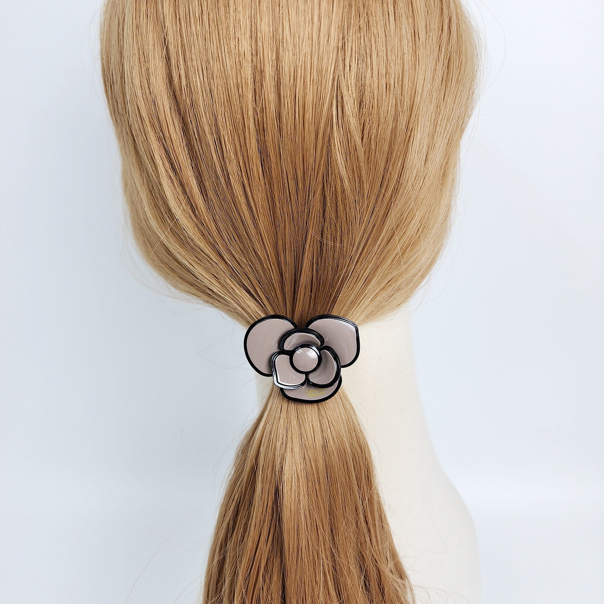 Pastel Color Lovely Camellia Flower Hair Tie (1.8 Inch) / Simple Cute Ponytail Holder / Hair Accessory for Woman / French Hair Tie