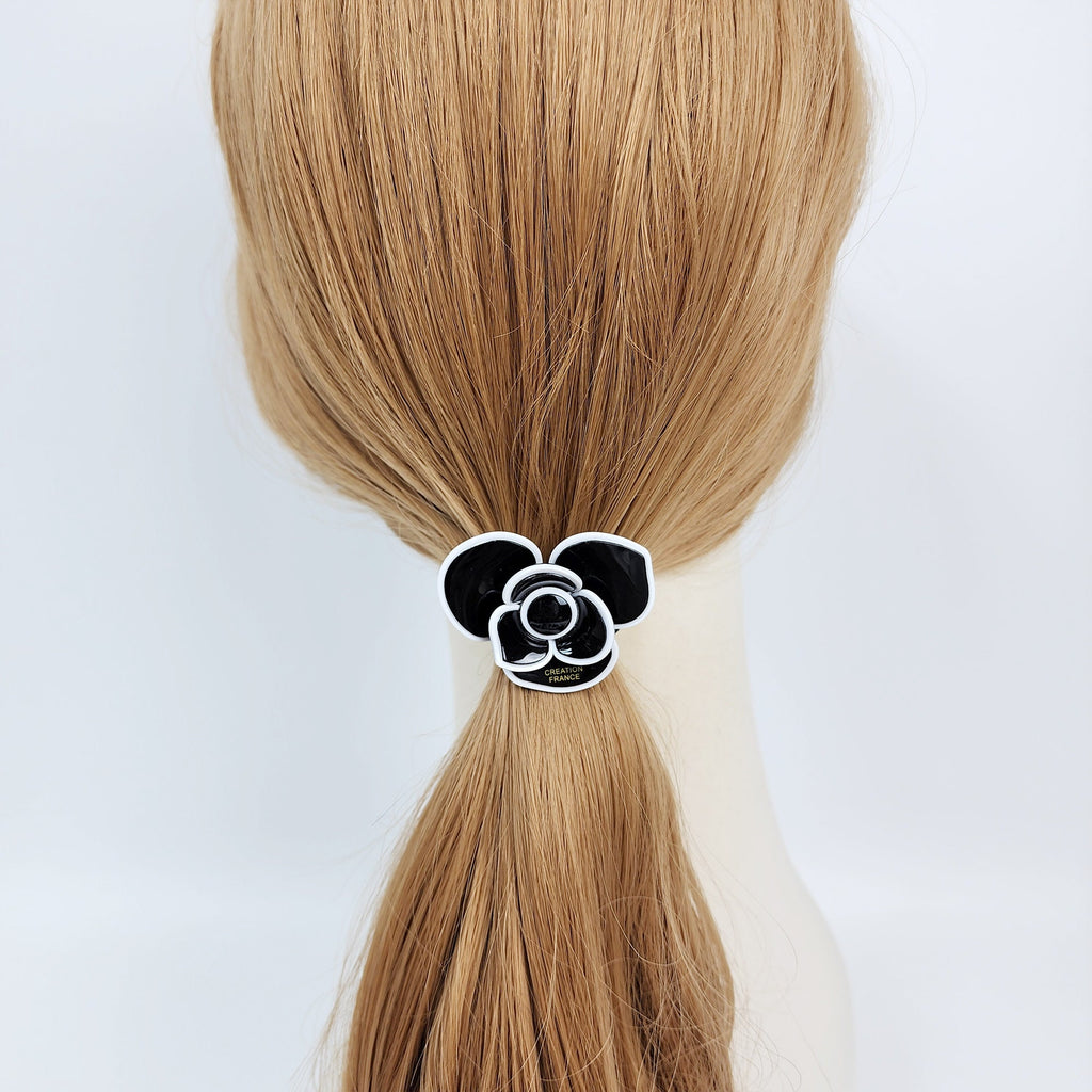 Pastel Color Lovely Camellia Flower Hair Tie (1.8 Inch) / Simple Cute Ponytail Holder / Hair Accessory for Woman / French Hair Tie