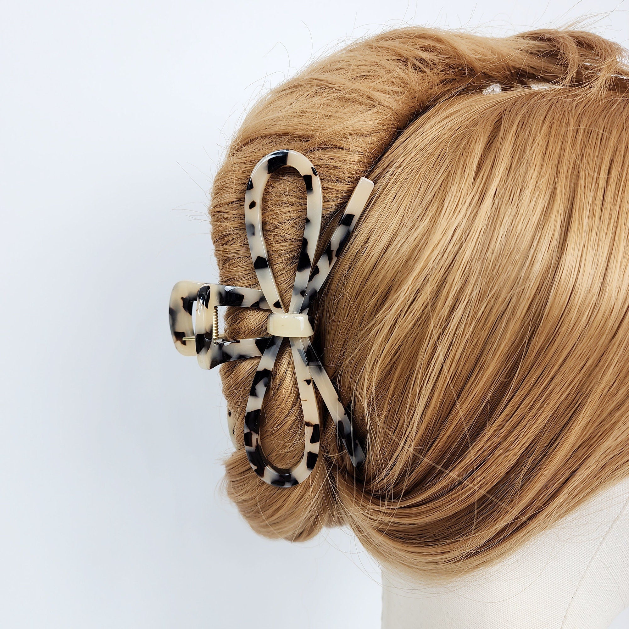 Tortoise Shell Gift Ribbon Large Hair Claw Clip (4.7 Inch) / Leopard French Hair Pin / Hair Barrette for Woman / Korean Fashion