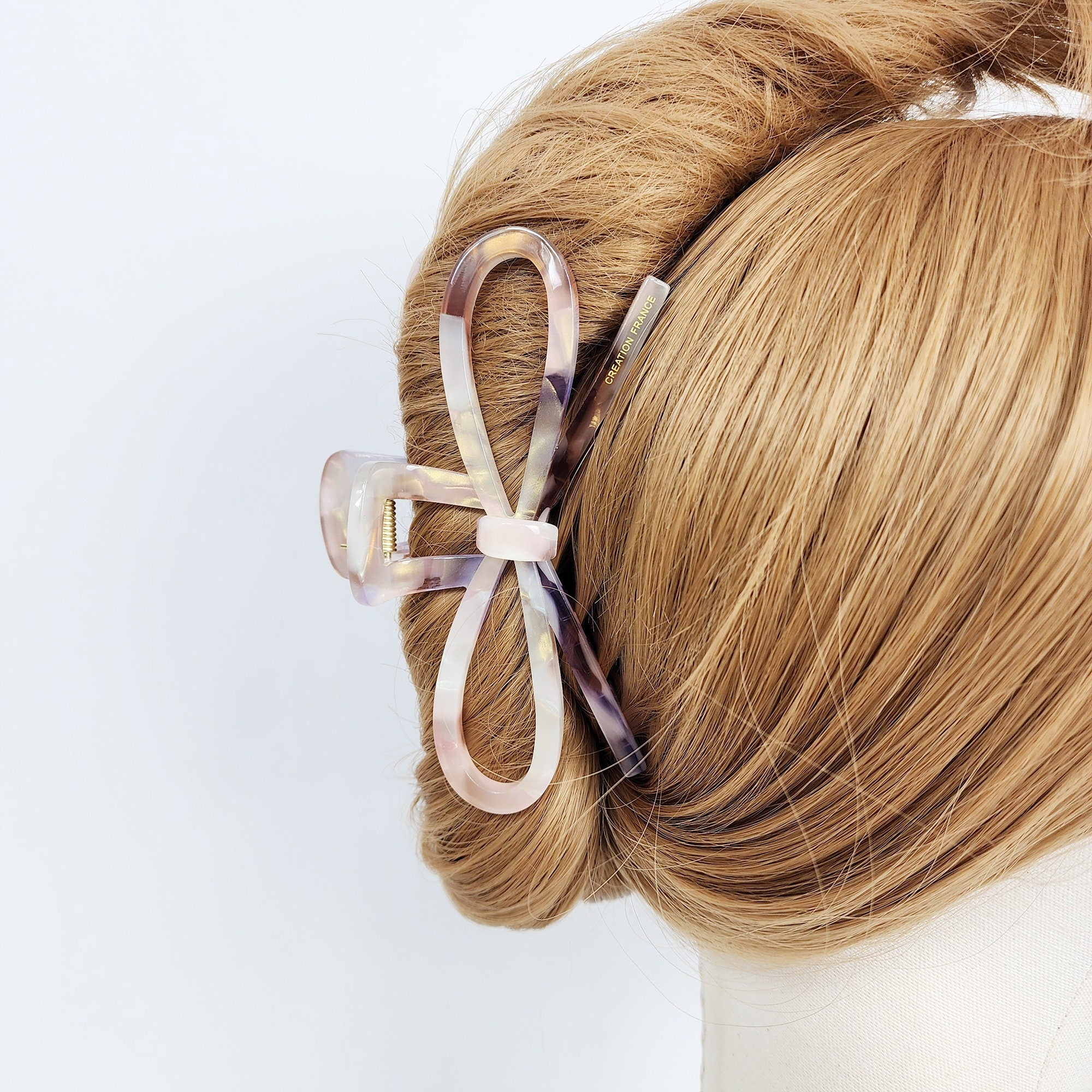 Tortoise Shell Gift Ribbon Large Hair Claw Clip (4.7 Inch) / Leopard French Hair Pin / Hair Barrette for Woman / Korean Fashion