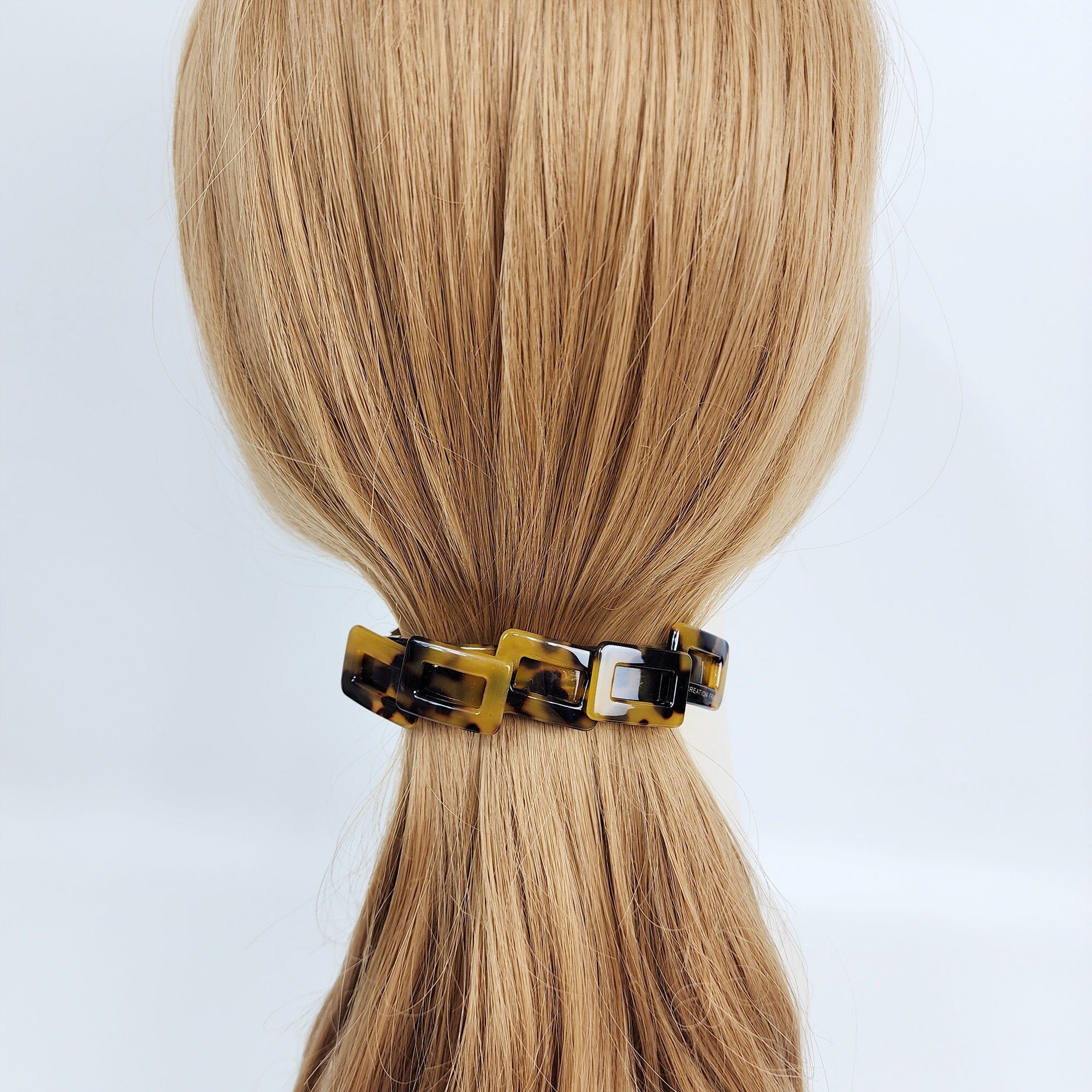 Leopard Simple Square Chain Hair Barrette (3.5 Inch) / Tortoise Shell French Hair Pin / Hair Accessory for Woman / Automatic Hair Clip