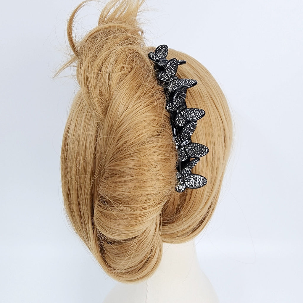 Dark Cubic Lovely Butterfly Non-slip Hair Comb Pin (4.7 Inch) / Luxurious French Hair Pin / Hair Fork for Woman
